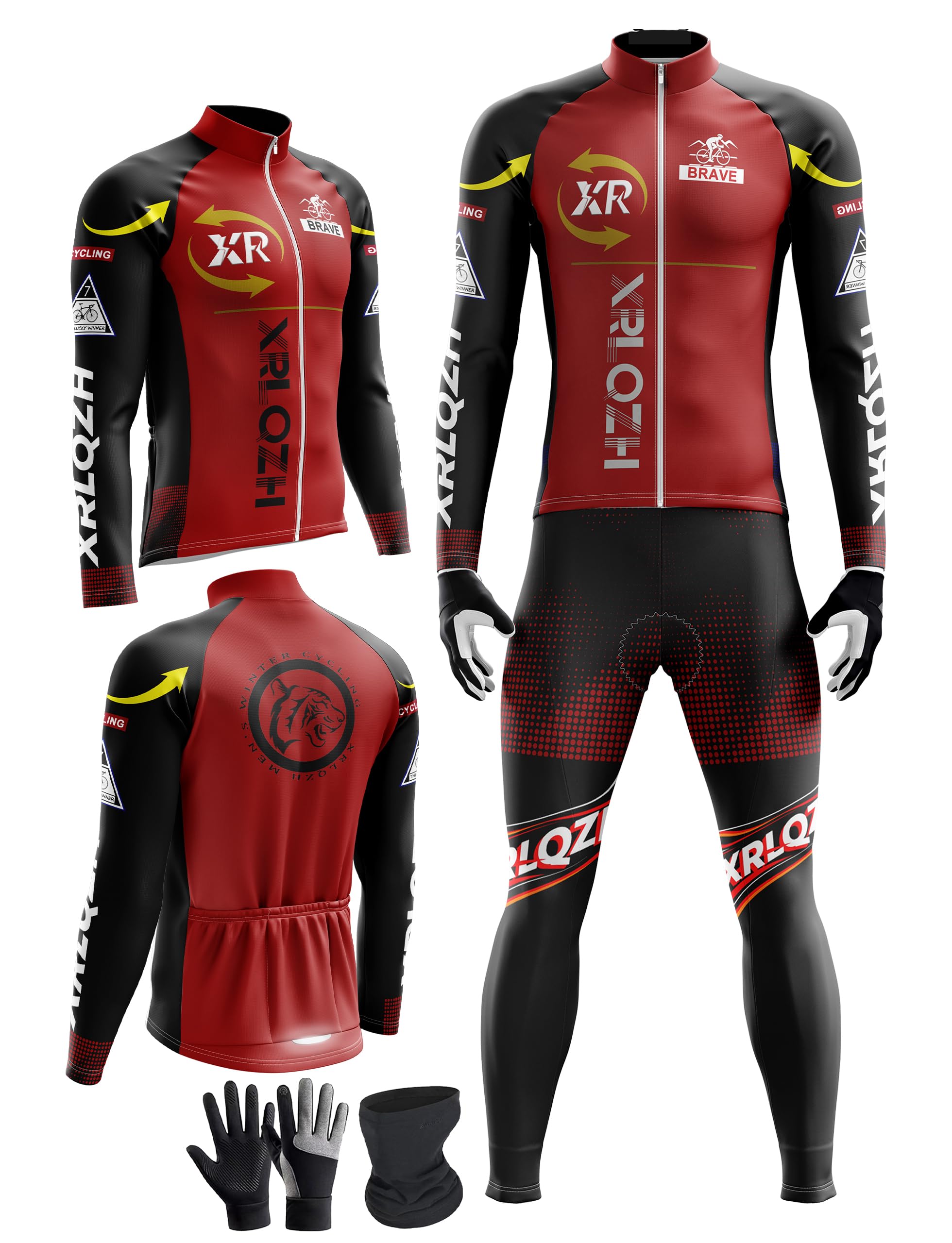 Maillot Ciclismo Hombre Invierno Ropa Bicicleta+ Culottes Bici 9D Gel Equipos Conjunto Ciclismo Manténgase abrigado Traje de Ropa de Bicicleta de Montaña MTB Ciclista