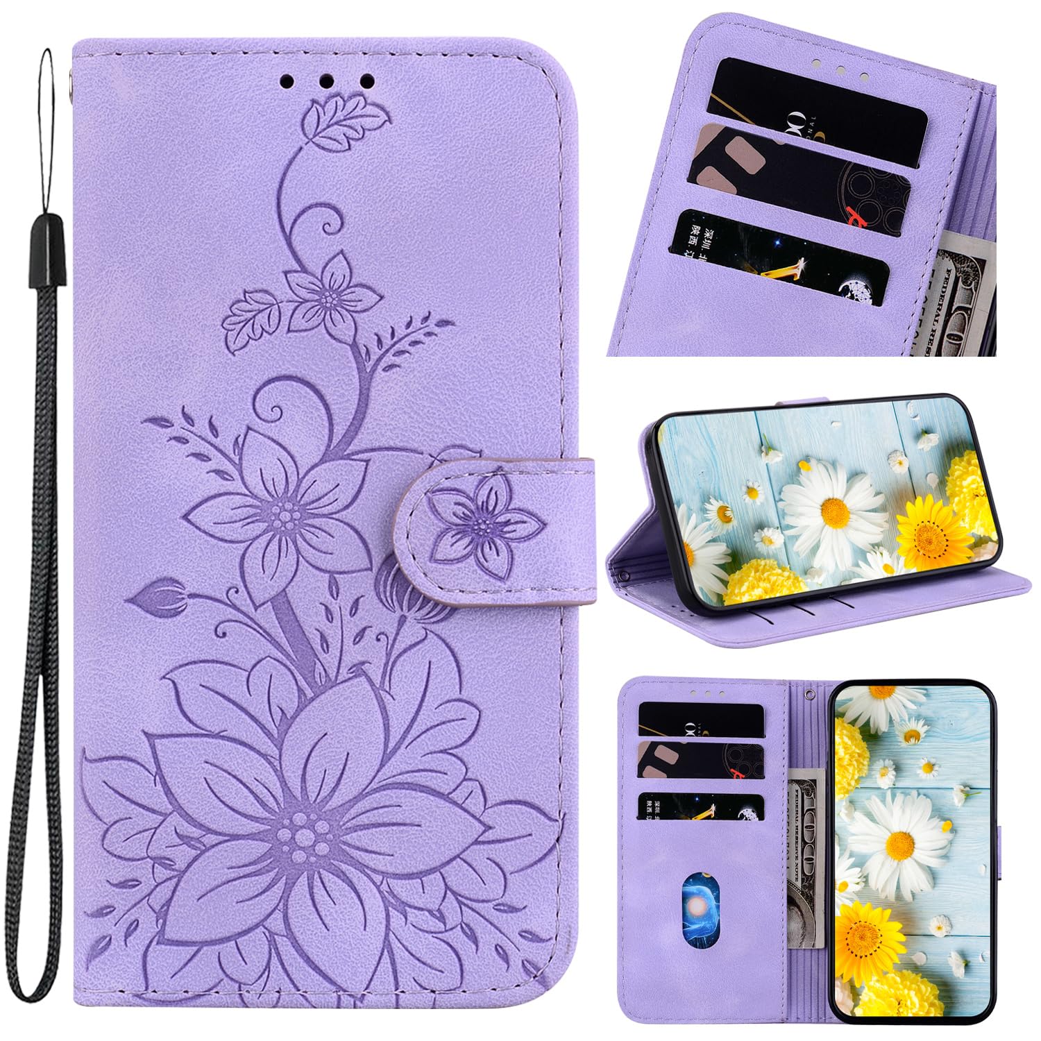 Cover Compatible with Xiaomi 11i 5G / 11i HyperCharge 5G,Compatible with Redmi Note 11 Pro Plus 5G Phone Case Lanyard Card Slot Magnetic Clasp Flip Stand Purple