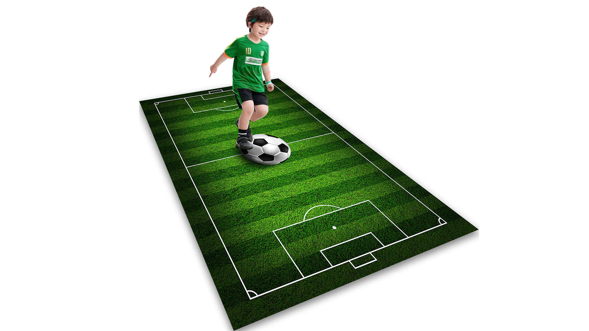 Tapete decorativo campo fútbol para niños 2.6x4ft miniatura 7