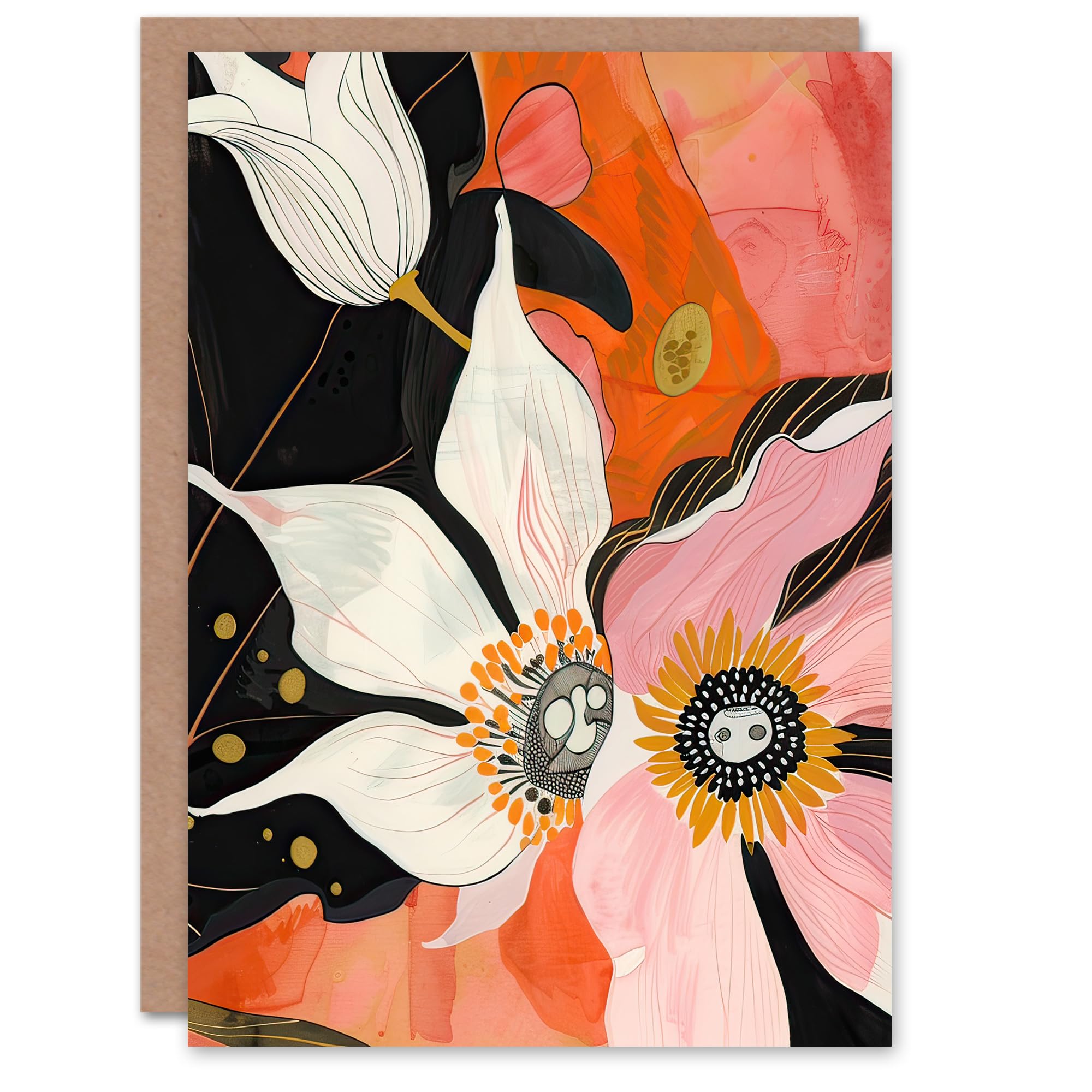 Artery8 Abstract Flowers Artwork Floral Boho Birthday Art Card