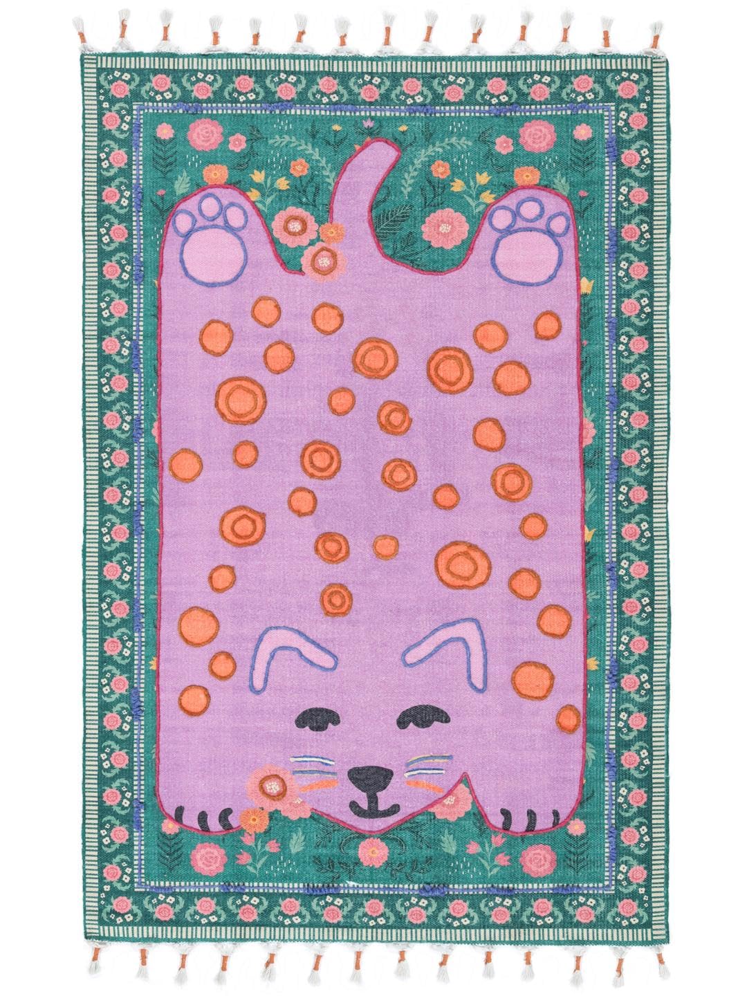 Tapis pour enfants rectangulaire rose poil ras moderne 120 x 180 cm