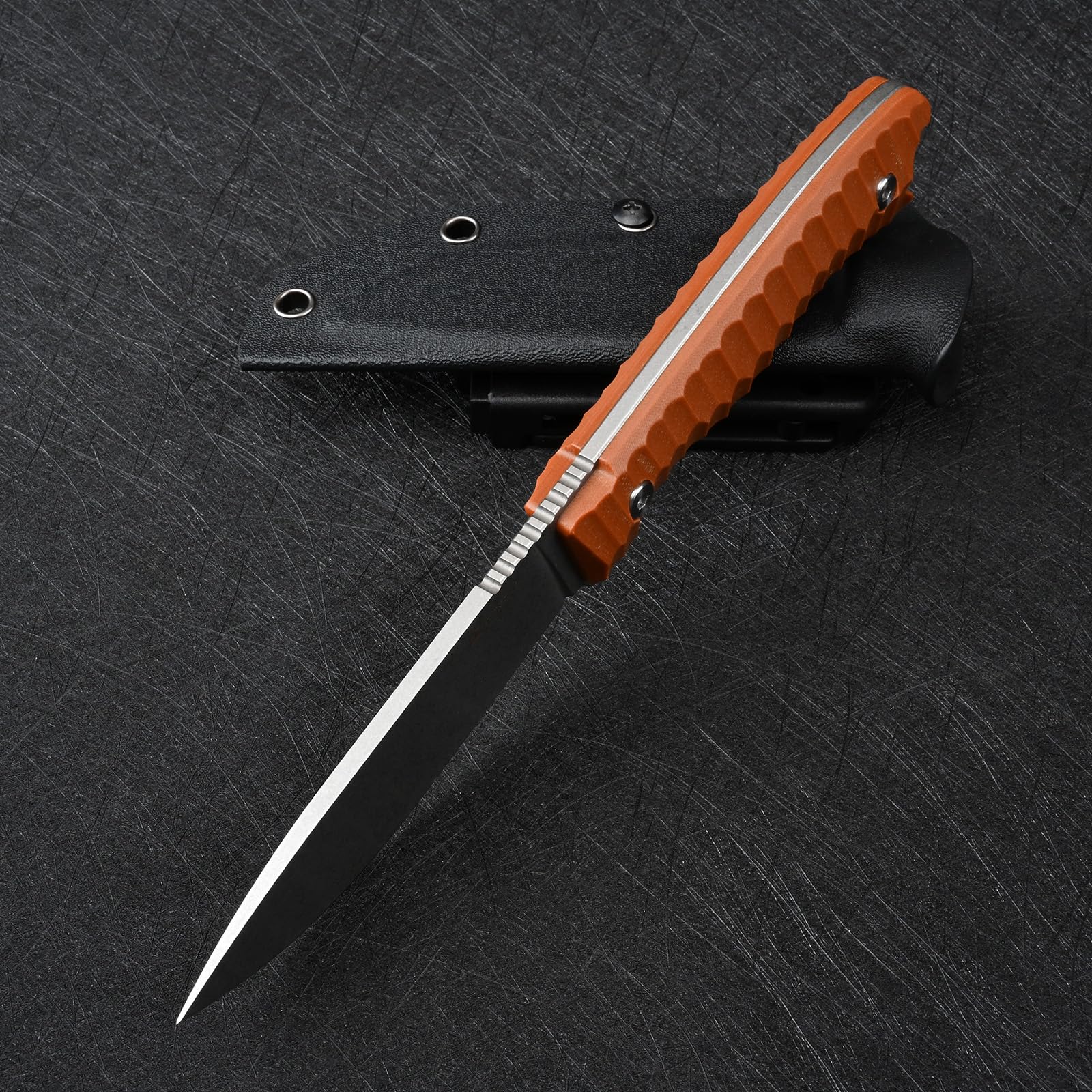 Feststehende Outdoor Messer, Jagdmesser aus G10 Griff 14C28N Stahl Klinge für Männer EDC Outdoor Camping Survival (Weiß+Braun)