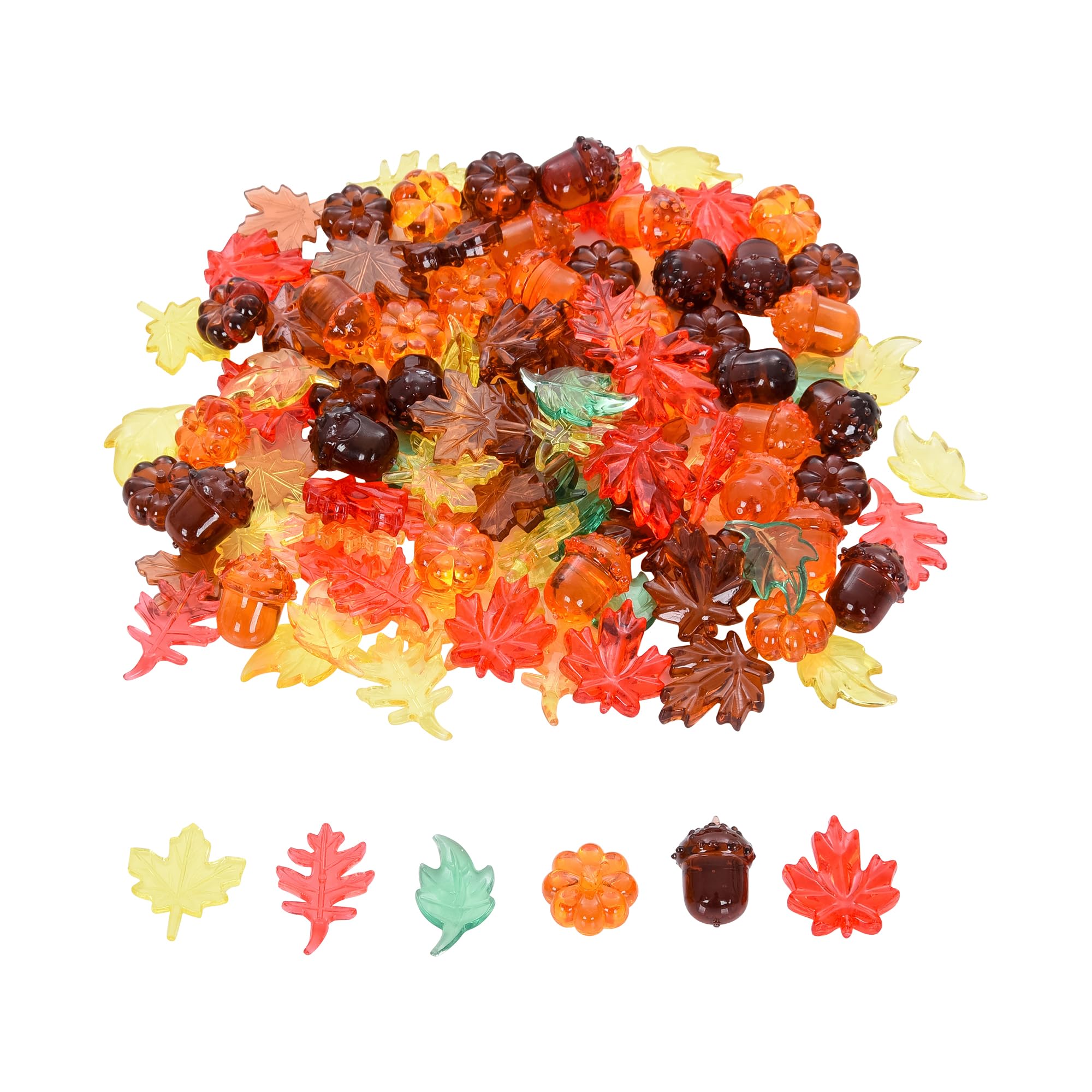 tickit translucent colour leaves & seeds counters – 120 pcs autumn nature counters, 6 shapes in 5 colours for counting, sorting, pattern making and early maths learning, ideal for light panel play
