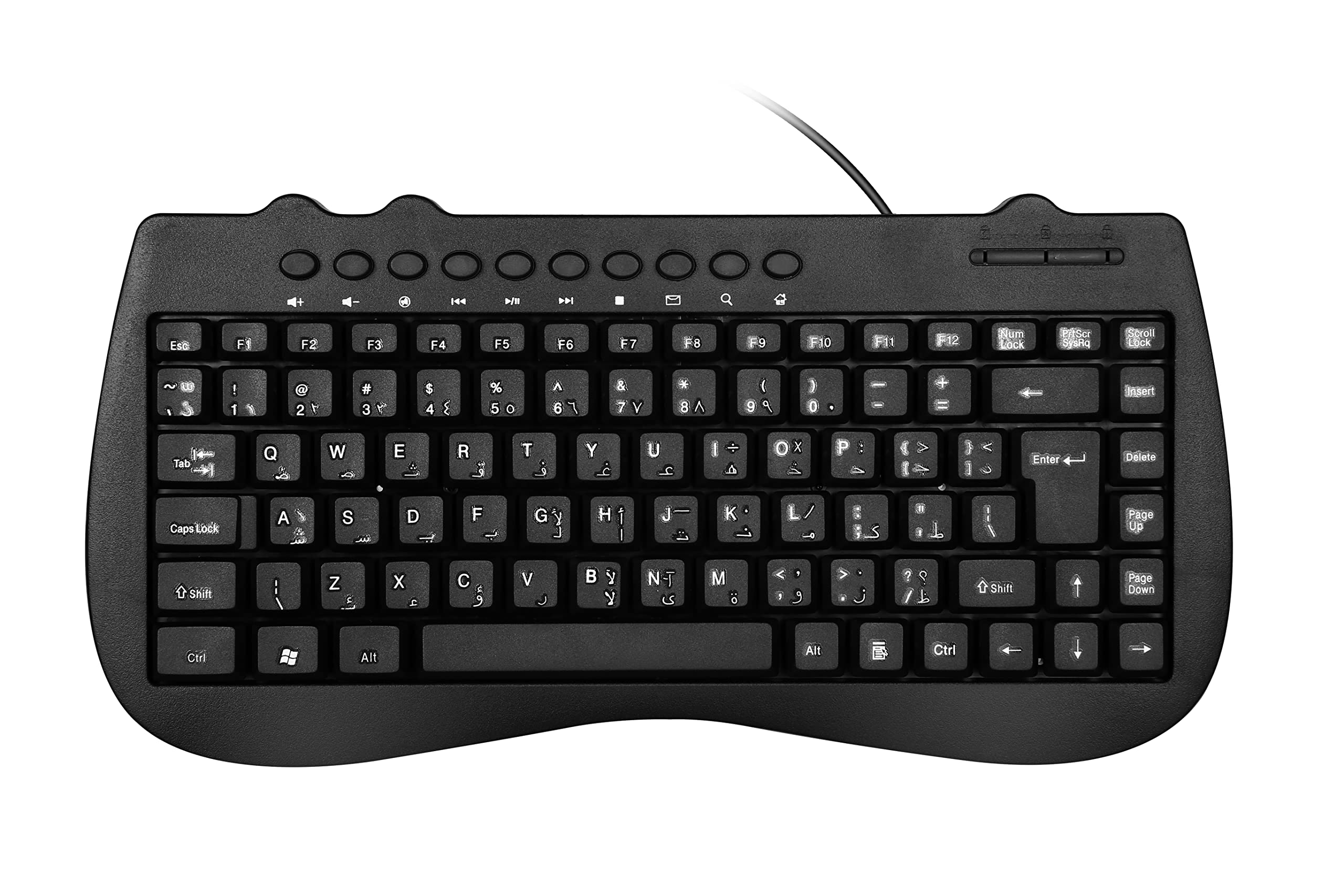 MCSaite 301B Wired Arabic and English 78 Keys Mini Keyboard - USB Computer keypad for Laptop MAC Windows 10/8 / 7 / Vista/XP(Black)