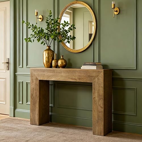 Tribesigns Mesa consola de entrada de 43.3 pulgadas, mesa de sofá de madera de granja detrás del sofá, consola moderna y pequeña con diseño