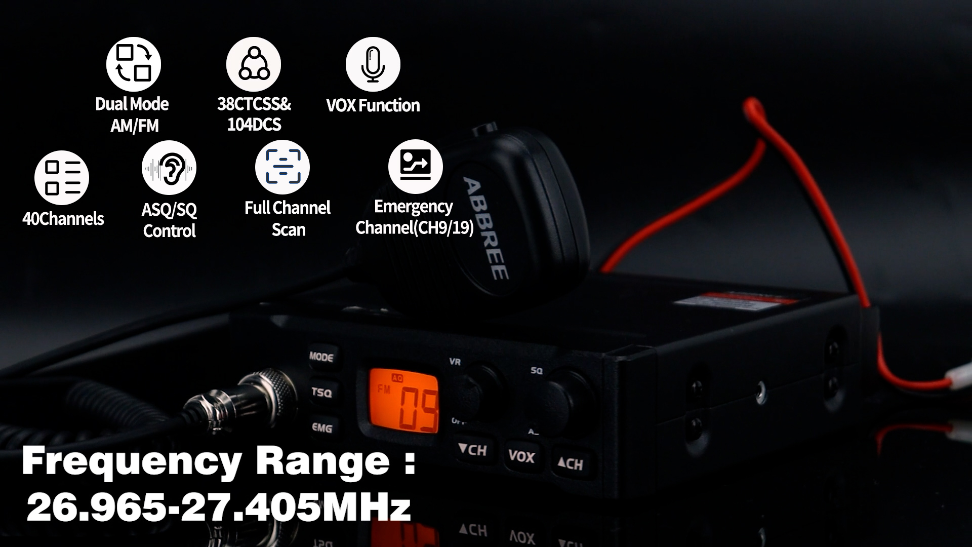 Portable CB Radio AM/FM ABBREE Portable CB Radio Kit With Magnetic ...