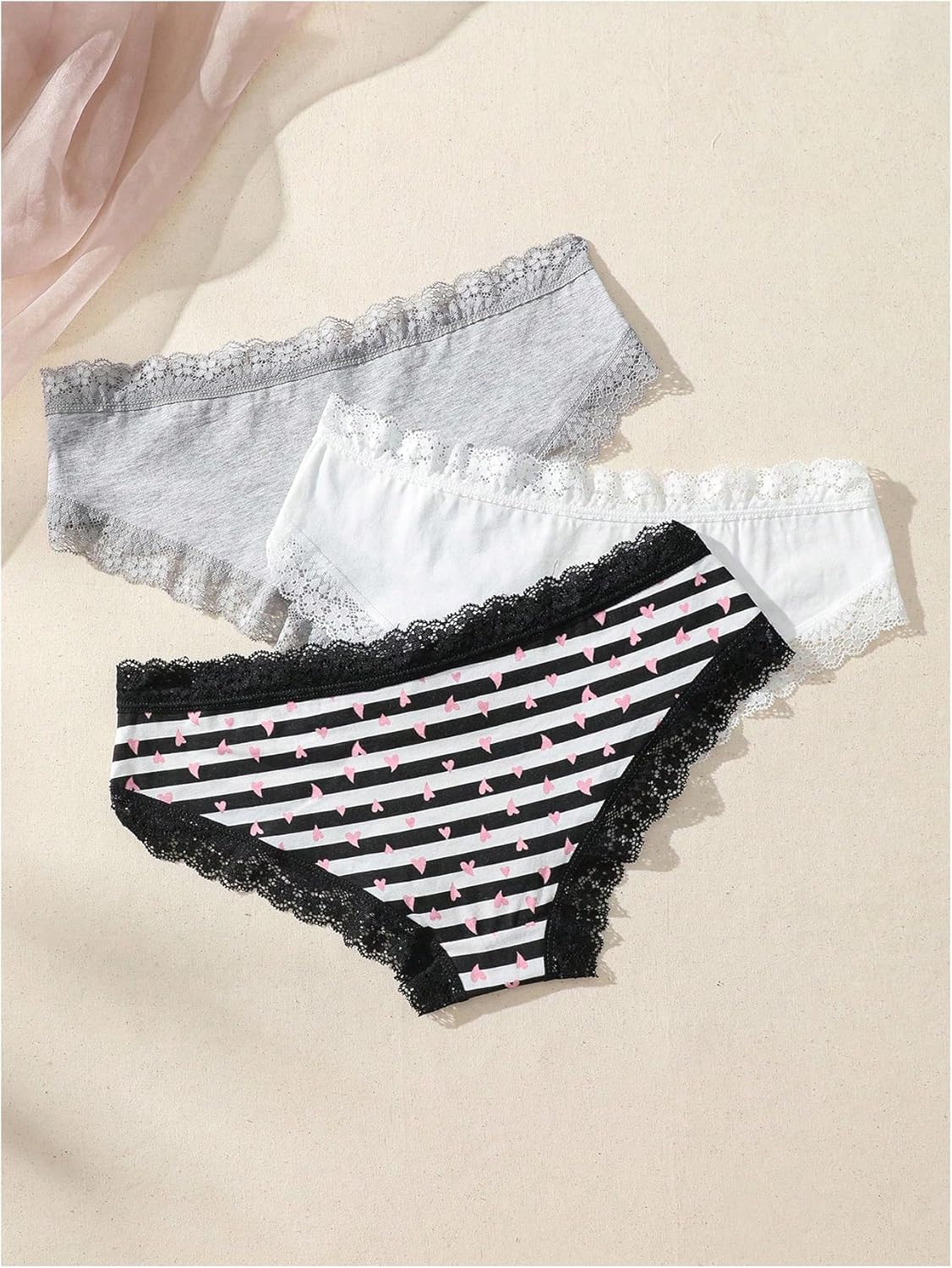 SHENHE Women's 3 Pack Lace Panties Cheeky Hipsters Low Rise Breathable Underwear - Image 3