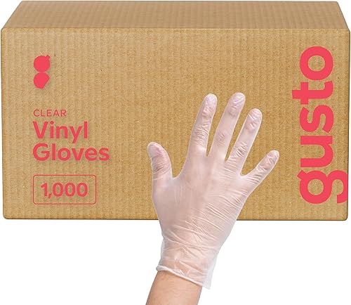 GUSTO Disposable Vinyl Gloves  Clear, Latex-Free, Powder-Free, BPA-Free  Safe for Food Handling, Cooking & Cleaning