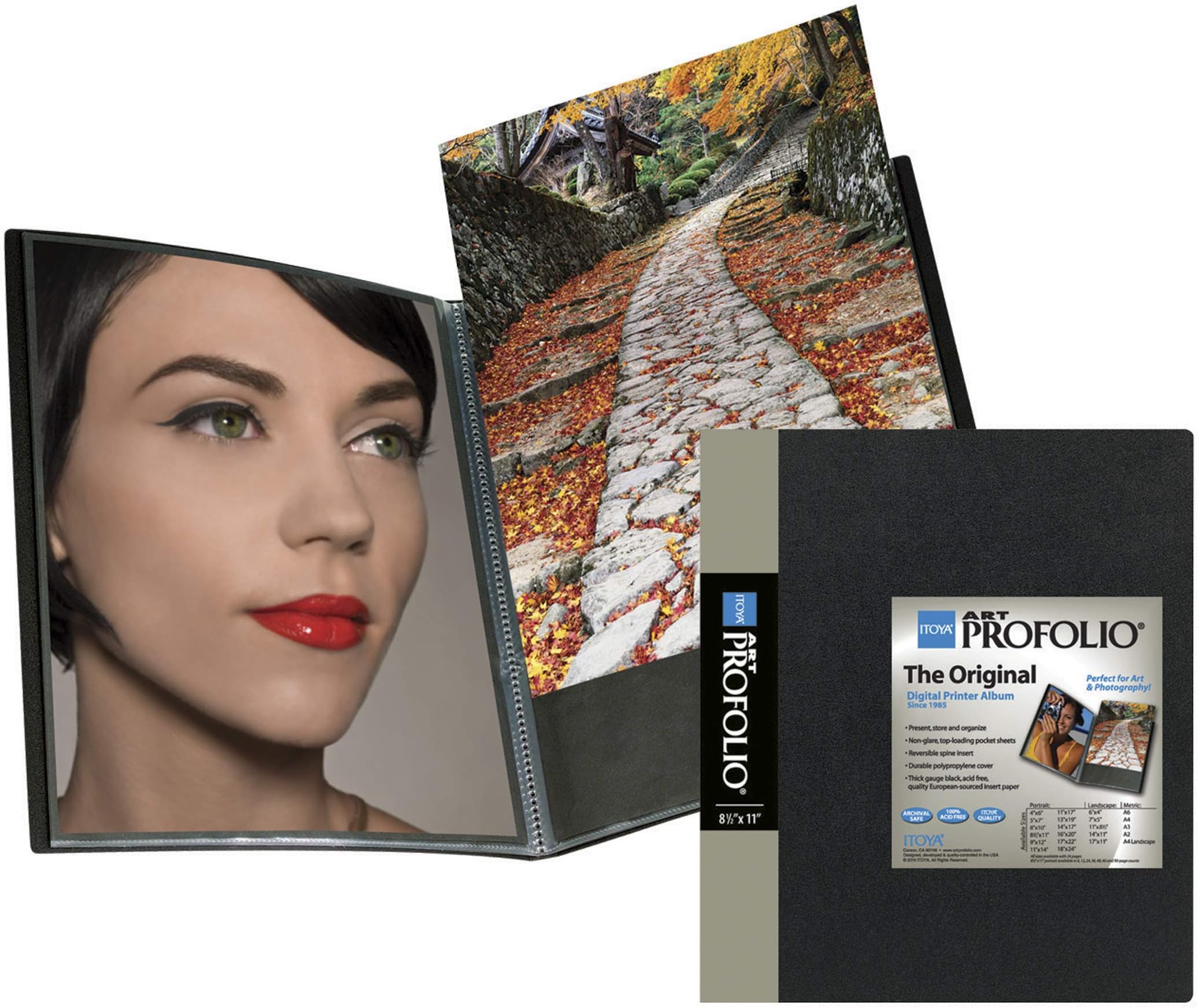 Original Art ProFolio 8.5x11 Black Art Portfolio Binder with Plastic Sleeves with 48 Pages - Portfolio Folder for Artwork with Clear Sheet Protectors - Presentation Book for Art Display