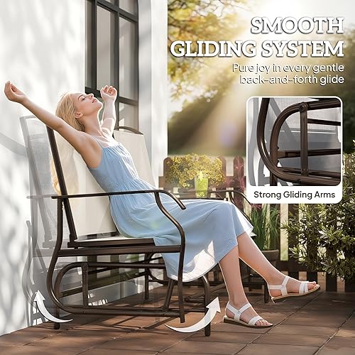 Miniatura 3 de Outsunny Banco planeador para exteriores con mesa central, marco de metal, sofá biplaza para patio con tela de malla transpirable y reposabrazos