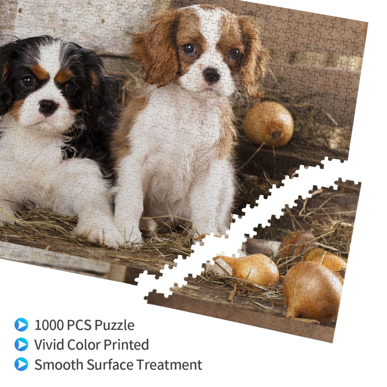 Gioco di puzzle per adulti, puzzle impegnativi, puzzle da 1000 pezzi, cuccioli di Cavalier King Charles Spaniel