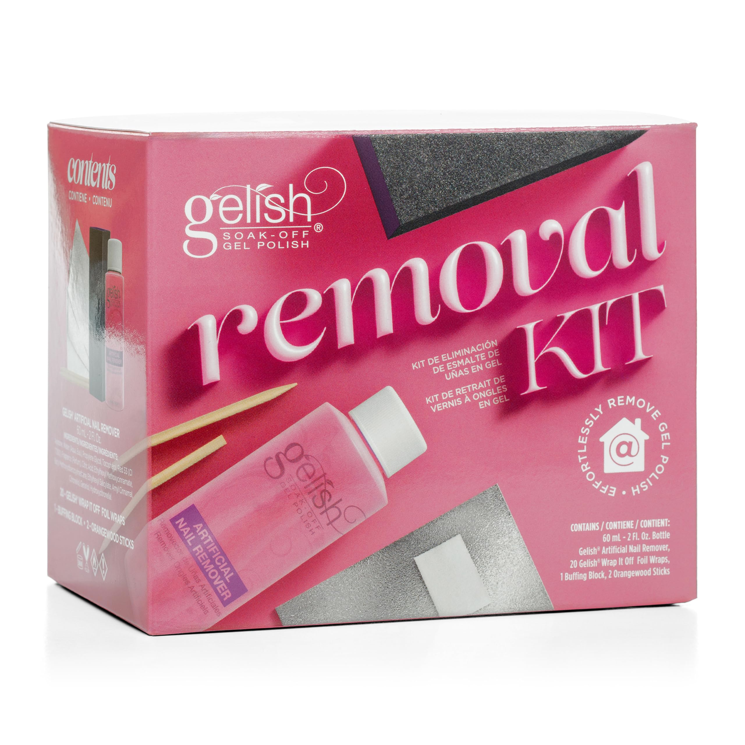 Gelish Removal Kit - Complete Gel Nail Polish Removal Set, Manicure Kit for Effortless Gel Polish Removal, Quick & Easy Nail Polish Removal, Healthy Nails, 15-Minute Soak Off Solution.