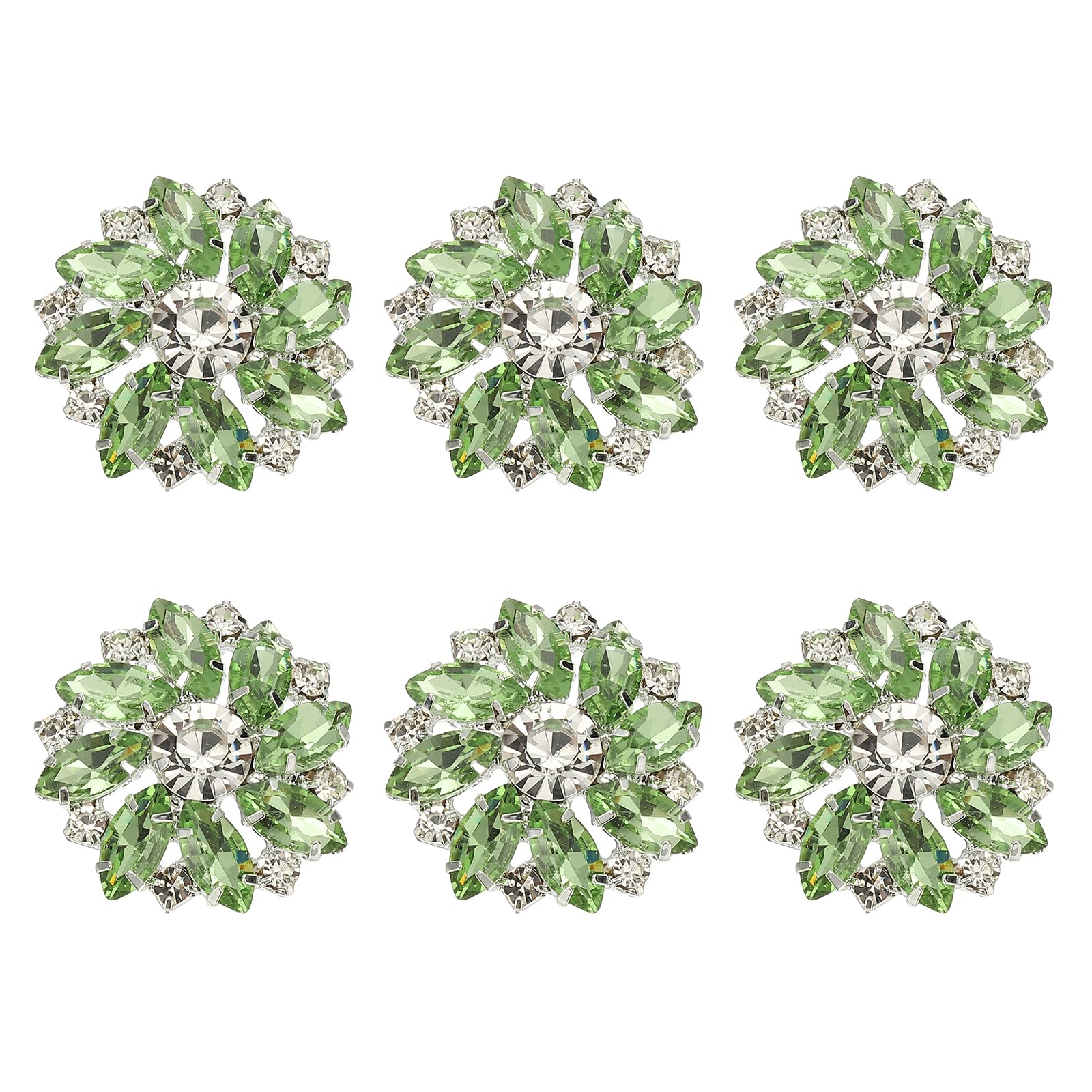 Boutons fleur strass vert clair 25mm PATIKIL pour couture et DIY