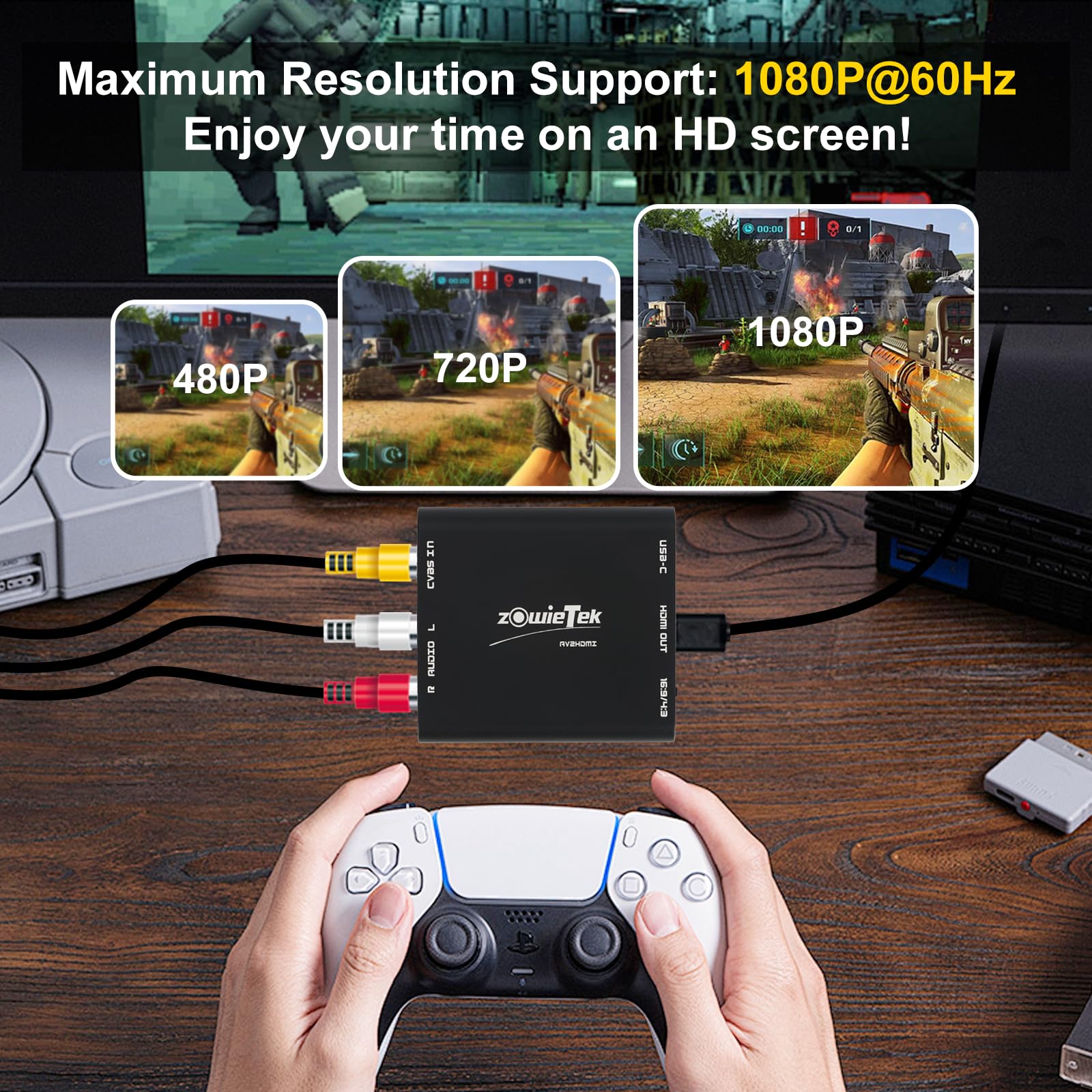 Bundle ZowieREC registratore HDMI 4K + convertitore AV/RCA a HDMI | corpo in alluminio premium, design per la dissipazione del calore | digitalizza VHS, DVD, console di gioco e videocamere in formato