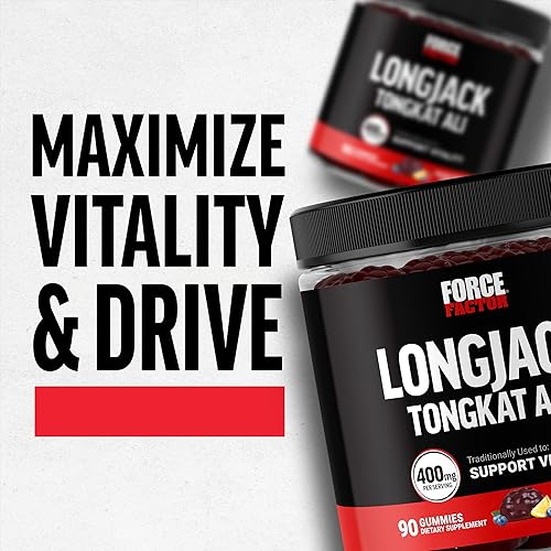 Miniatura 6 de Force Factor Longjack Tongkat Ali - Gomitas Tongkat Ali para hombres para apoyar la vitalidad masculina y la conducción, 400 mg de Tongkat Ali con