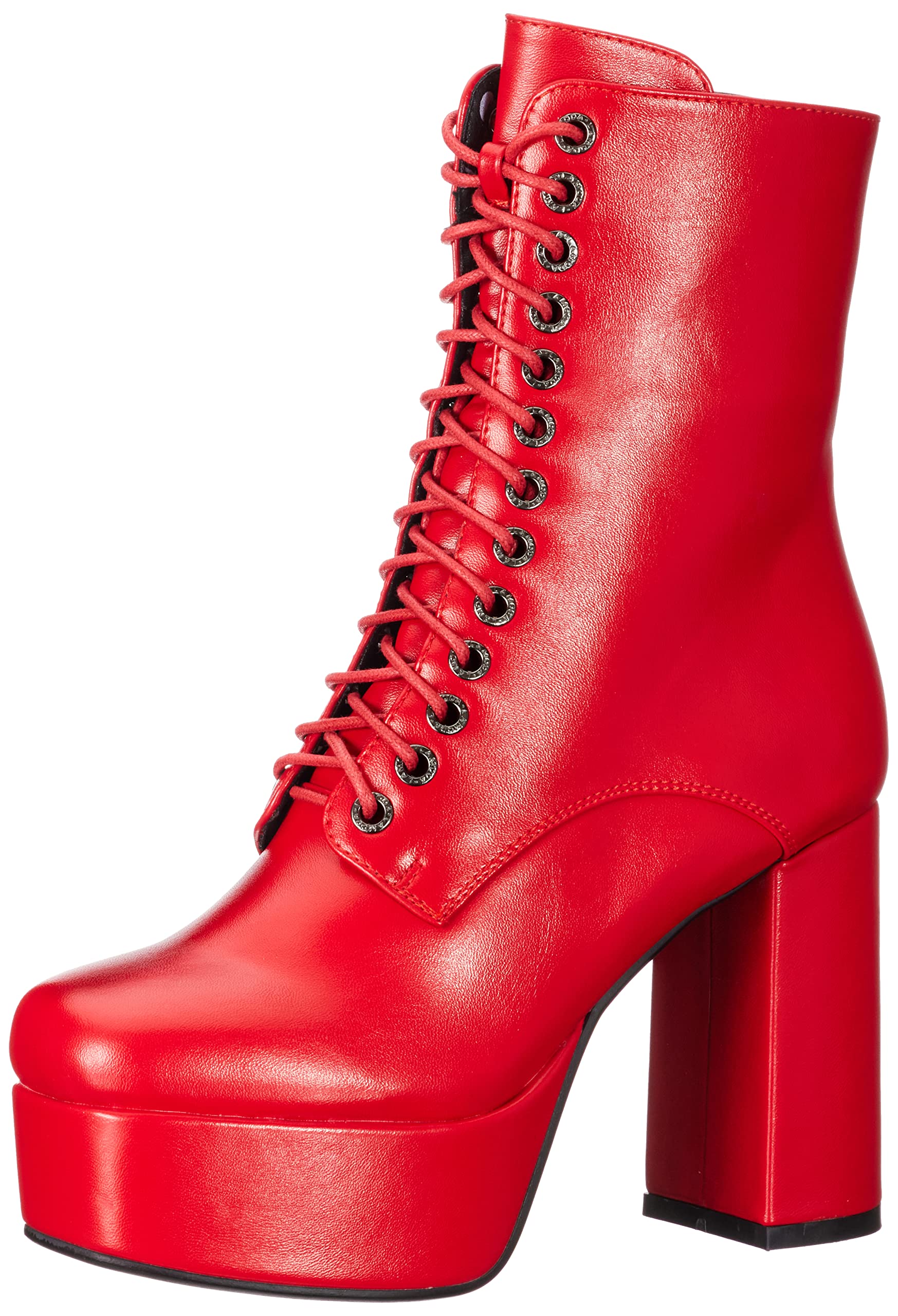 LAMODA - Own It Platform Ankle Boots, EU 36, Red PU, 4 UK