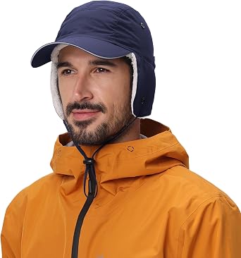 Connectyle Winter Earflap Hat for Men Women Sherpa-Lined Baseball Cap Water-Resistant Reflective Adjustable Sports Hat