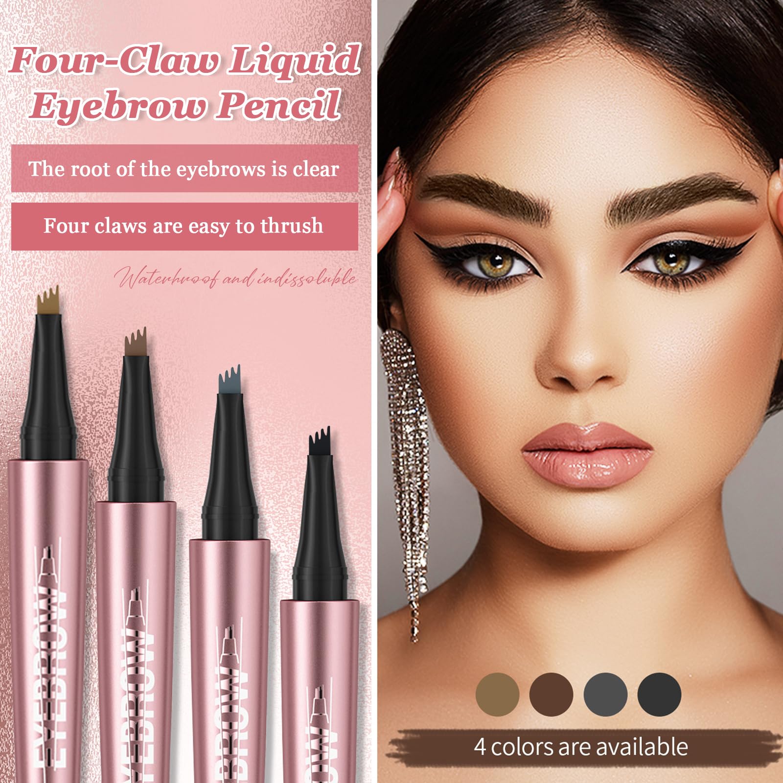 Ledeak Eyebrow Pencil, 3D Waterproof Microblading Eyebrow Pen with 4 Fork Tip, Magic Smudgeproof Eye Brow Pencil - Image 3