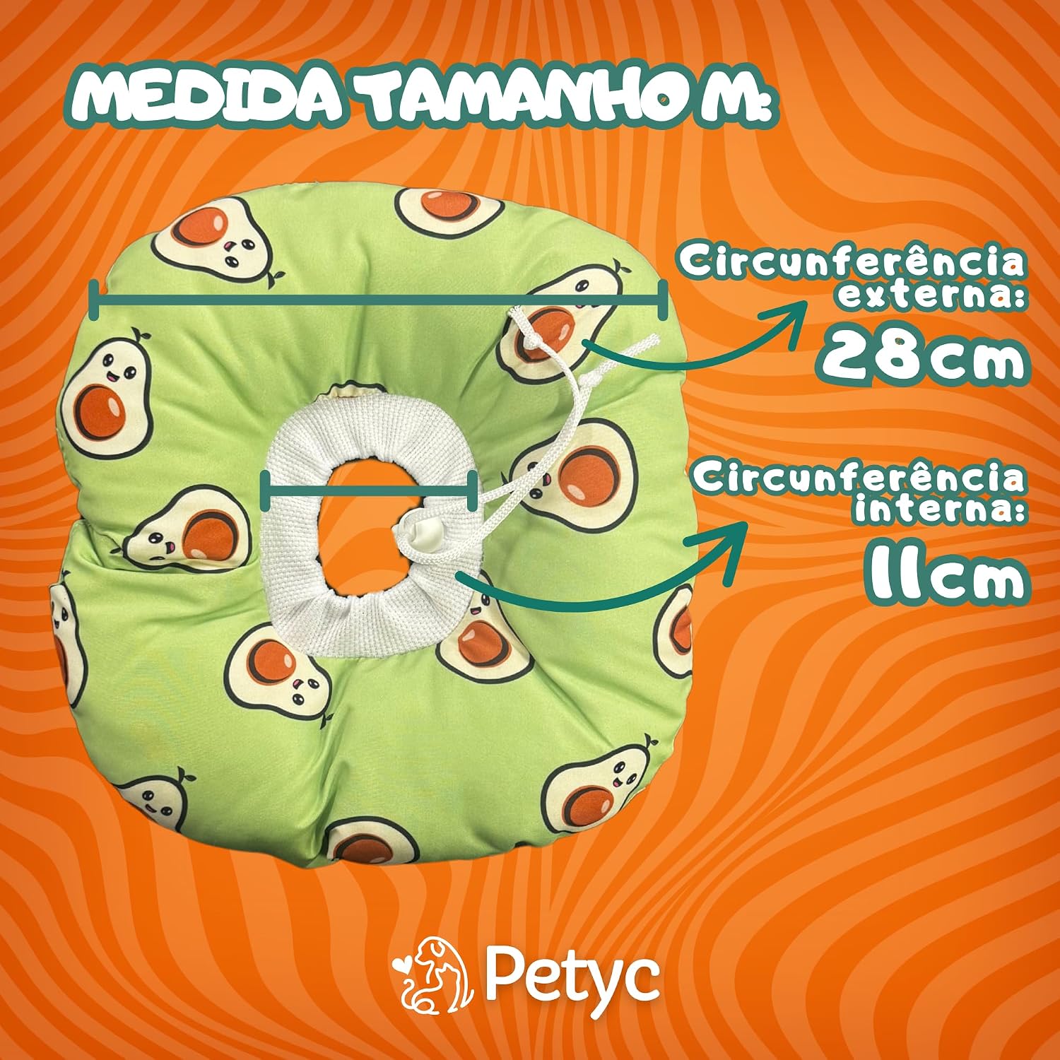 Colar Elizabetano Cães e Gatos PETYC Ajustável Confortável Pós-Cirúrgico Proteção Essencial (Branco - Raposa, M)