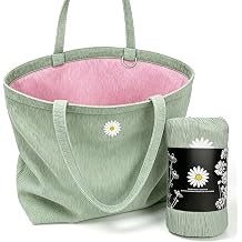 CYD Vacation Tote Bag for Women, Reversible Pink Green Beach Carryall | Vacation tote bag for women and pool bag for women with reversible style, outer pockets and soft packable comfort.