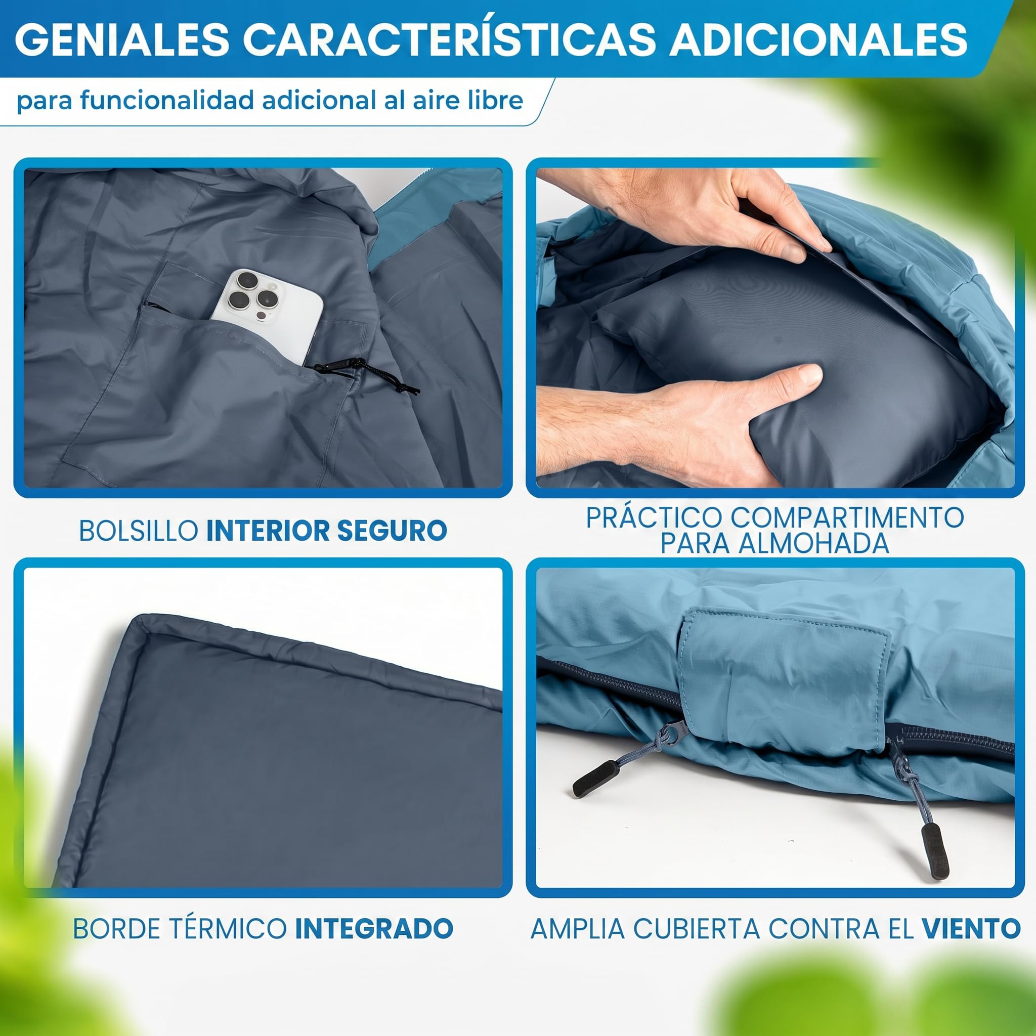 NORDMUT® Saco de Dormir Doble XXL con Cremallera YKK Premium de Doble dirección – Saco de Dormir Acogedor 2 Personas Extra Ancho & Grande – para 2 Personas con Aislamiento óptimo