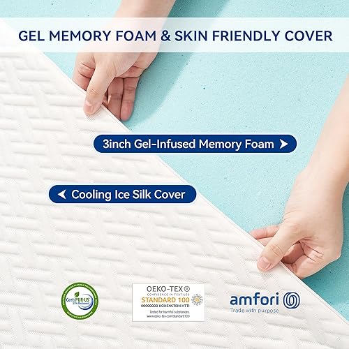 Miniatura 2 de Cubrecolchón de espuma viscoelástica refrescante de 3 pulgadas, tamaño Queen, funda de colchón con infusión de gel para dolor de espalda,