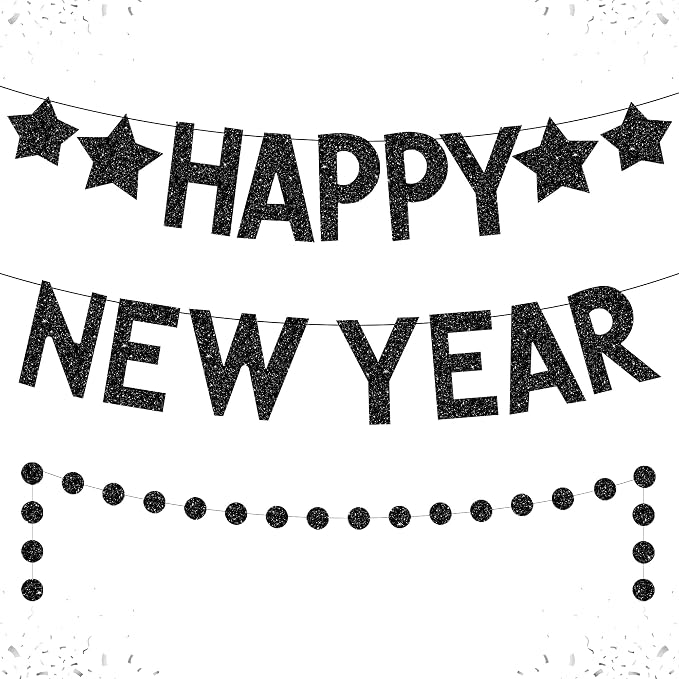 Amazon.com: Katchon, Glitter Happy New Year Banner - 10 Feet No DIY | 2 ...
