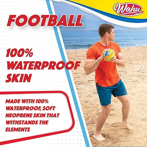 Miniatura 7 de Wahu Fútbol de playa 100% impermeable con cordones reales para jugar dentro y fuera del agua, fútbol al aire libre de 9 pulgadas para juegos de