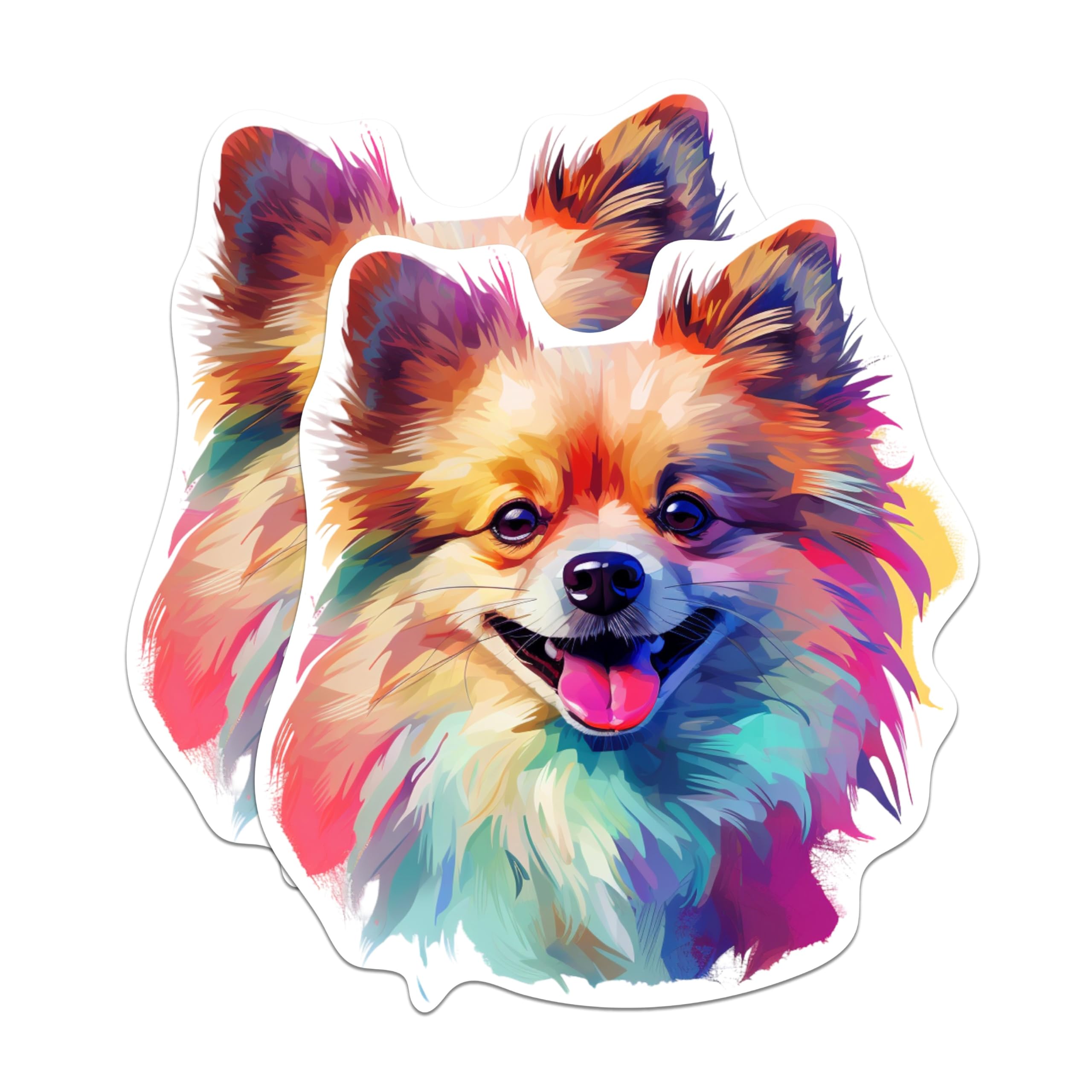 (2 Pack) Pomeranian Dog Breed Stickers - 5 Inches On Longest Side - Choose from Over 100 Dog Breeds - for Cars, Trucks, Skateboards, Laptops - Made in USA - BMCS1919