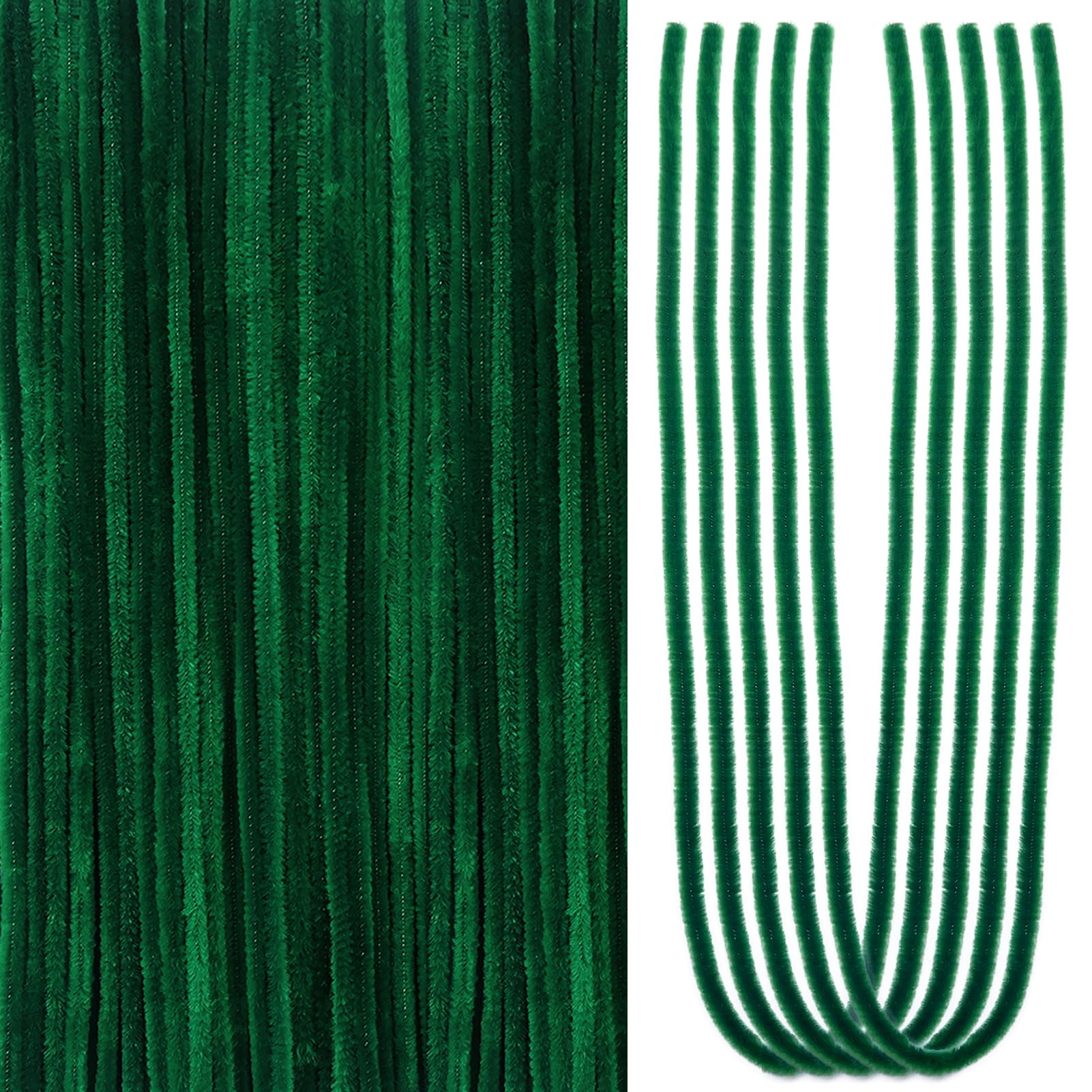 TOAOB 50pcs Dark Green Overlength Pipe Cleaners 6mm x 60cm Chenille Stems Craft Supplies Wire Bending Plush for Art and Craft Projects DIY Decorations