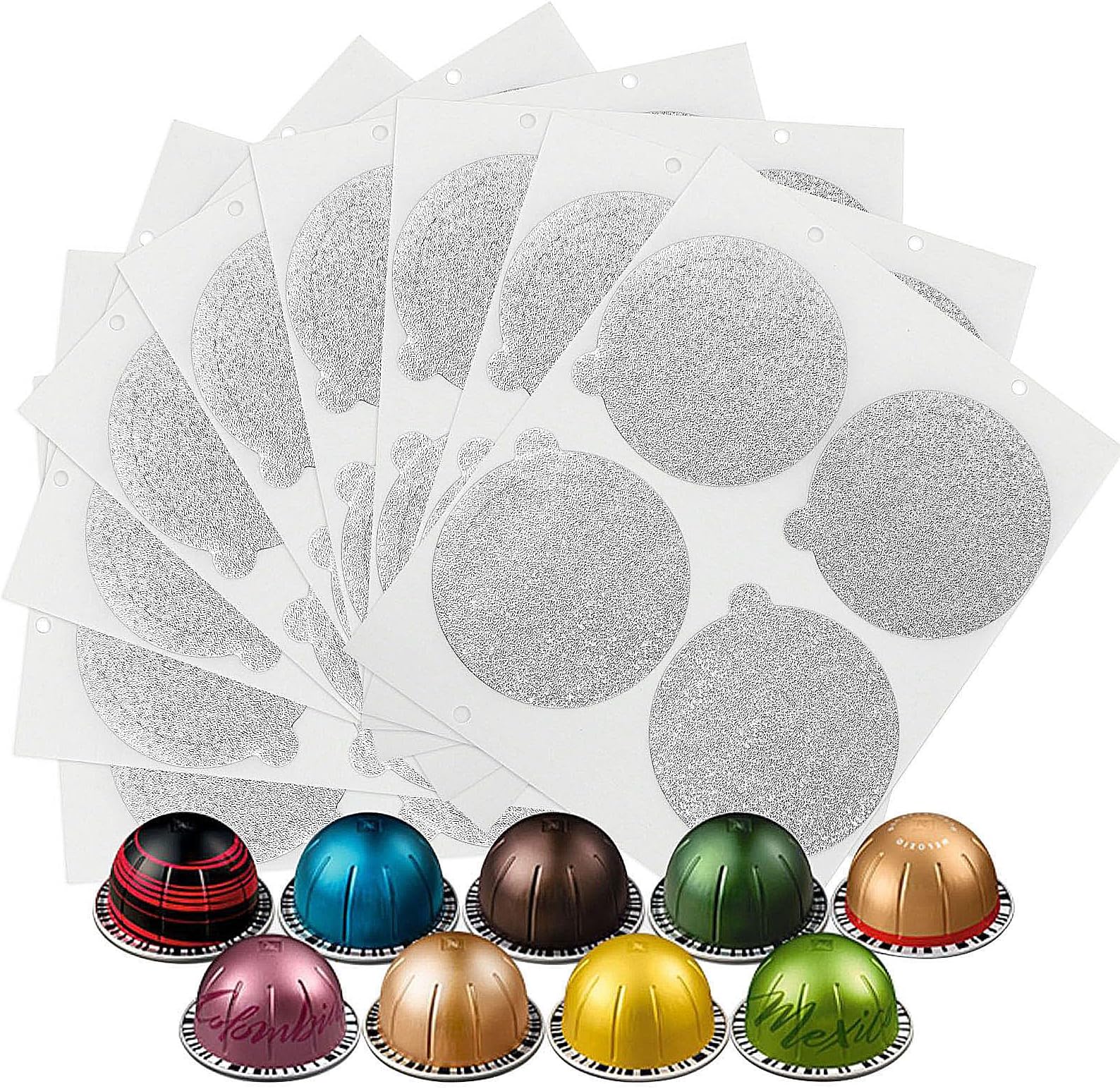 Clinuse Aluminum Foil Lids Seals for Nespresso Vertuo Pods, 100Pcs Reusable Nespresso Capsules Coffee Pods Cover Seals, Compatible with Nespresso Vertuoline Vertuo (61mm, Gray)