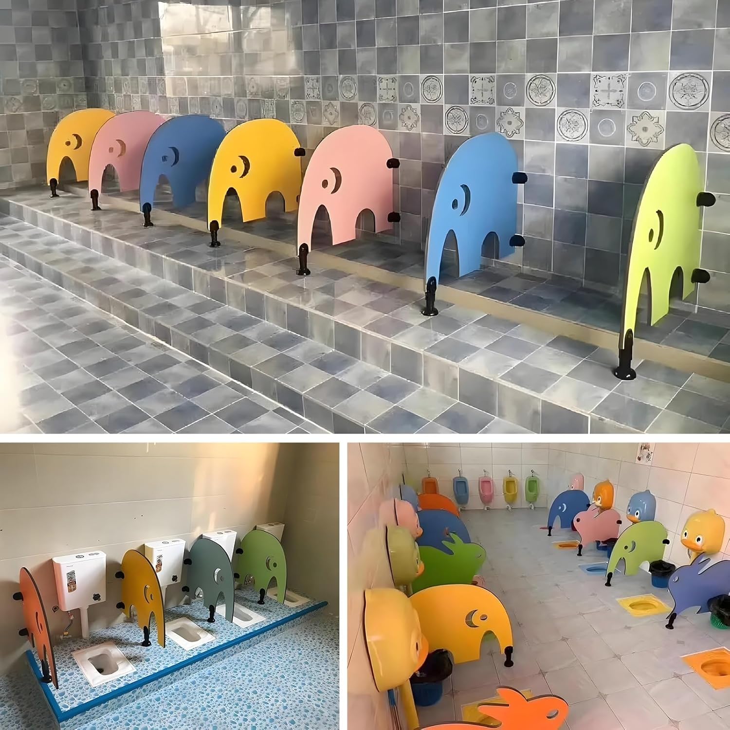 Children's Urinal Screen Toilet Partition, Floor-Mounted Urinal Partition, Indoor Urinal Baffle Privacy Screen Divider with Supporting Feet, for Schools/Kindergartens(Blue,60x60cm-