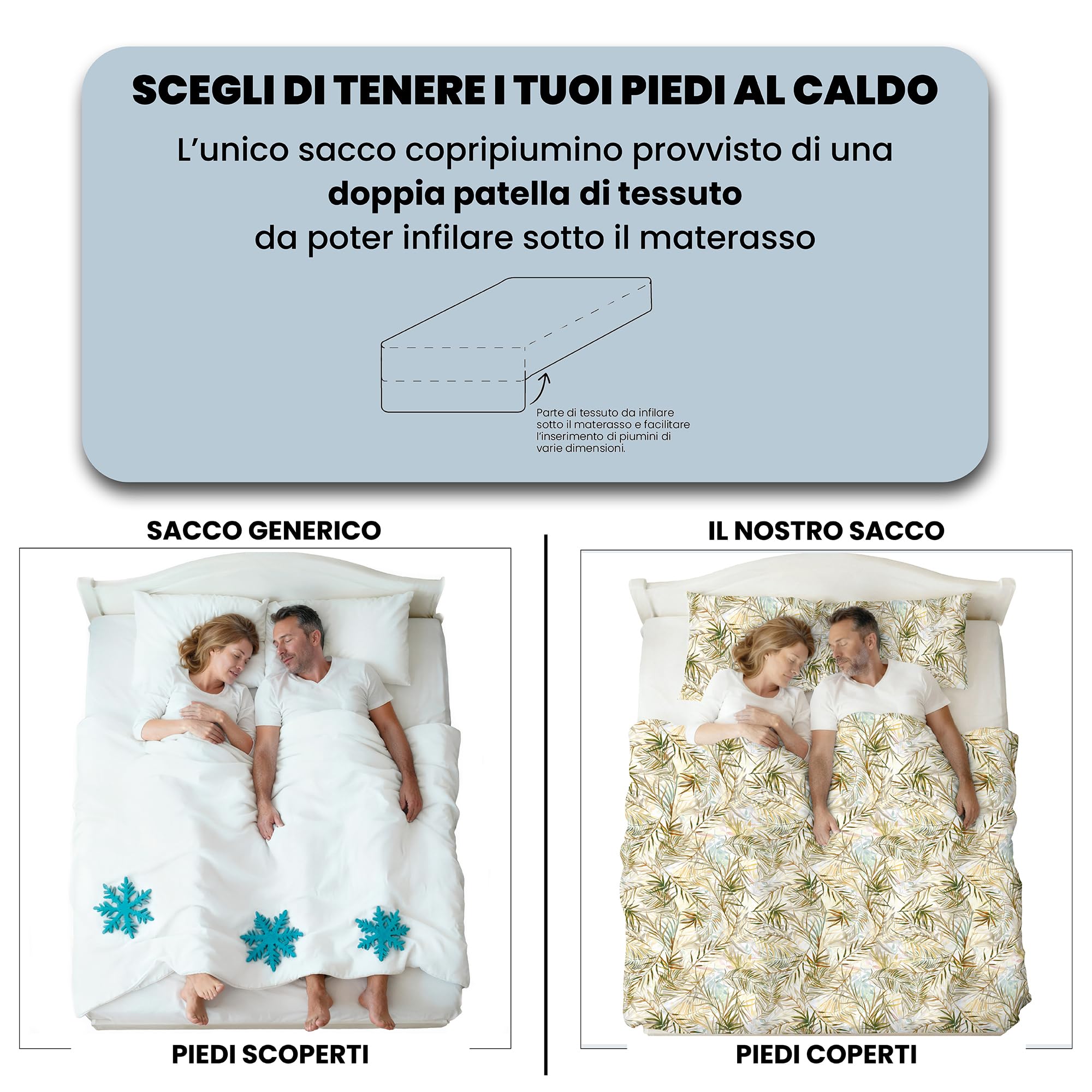 Italian Bed Linen Parure Copripiumino Matrimoniale Aurora - 100% Cotone - Made in Italy - Sacco 250x200 cm + 2 Federe - EGO
