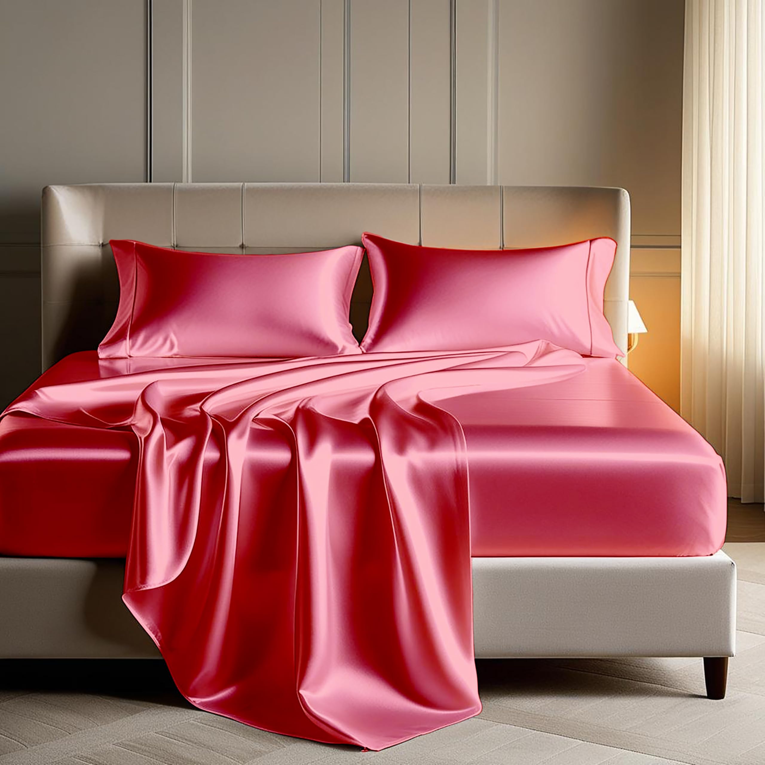 King Size Satin Bedsheets - Luxurious Midnight Black -23 King Size Satin Bedsheets - Luxurious Midnight Black -23