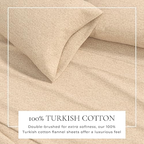 Miniatura 2 de Great Bay Home Juego de sábanas de franela de mezcla de algodón de 4 piezas, tamaño California King, color gris pardo, sábanas y fundas de almohada