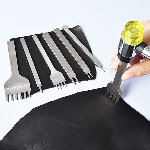 Miniatura 3 de Juego de 8 cinceles de cuero – 0.157 in 1/2/4/6 puntas y 0.236 in 1/2/4/6 puntas de cuero para manualidades de metal, cordones de diamante, costura