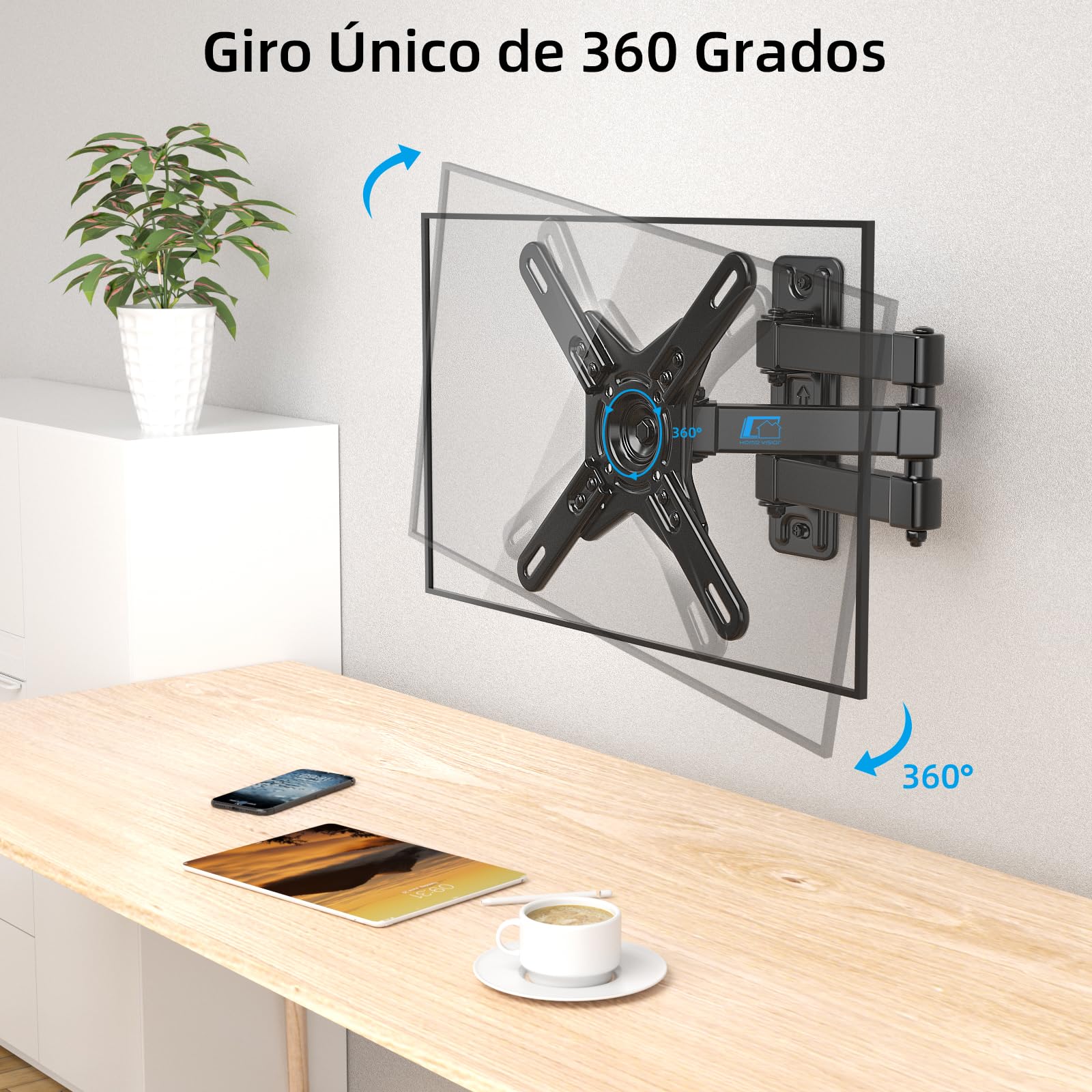 HOME VISION Soporte De TV Pared para 17-42 Pulgadas Television, Soporte TV Brazo Monitor Extensible y Giratorio, Soporte De Pared para Monitor De TV, hasta 20kg, VESA Máx. 200x200mm