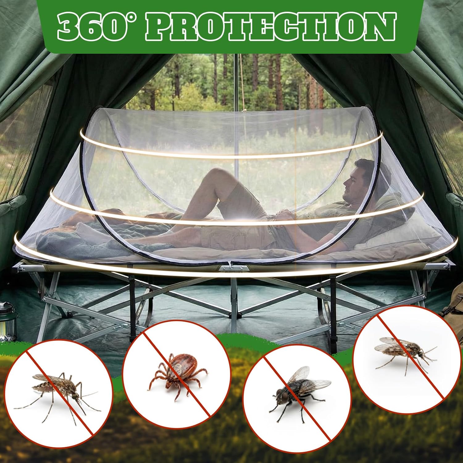 4 Pack Pop up Mosquito Net Tent for Camping, Portable Bug Netting for Bed Outdoor Travel Patio, 78.7 x 31.5 x 22 Inches Foldable Mosquito Nets Bulk (White)