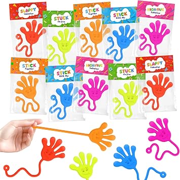 Valentines Day Gifts for Kids School 20 Pcs, Non Candy Sticky Hands Toys with Exchange Cards, Valentine Goodie Bag Stuffers Treats Prizes Classroom Students Party Favor Supplies for Toddlers Boy Girls