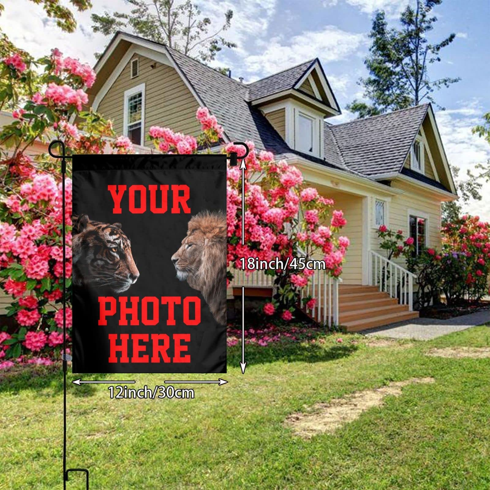 Drapeau De Jardin Personnalisable 28x40 Pouces - Imprimez Votre Photo, Logo Ou Texte - Double Face Pour Extérieur