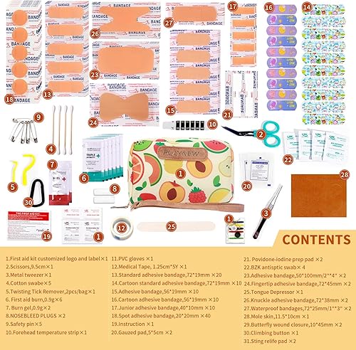 Miniatura 3 de Kit de primeros auxilios portátil (151 piezas)  Cuidado de emergencia de tamaño de viaje para niños y adultos, hogar, coche, camping y bolsa de