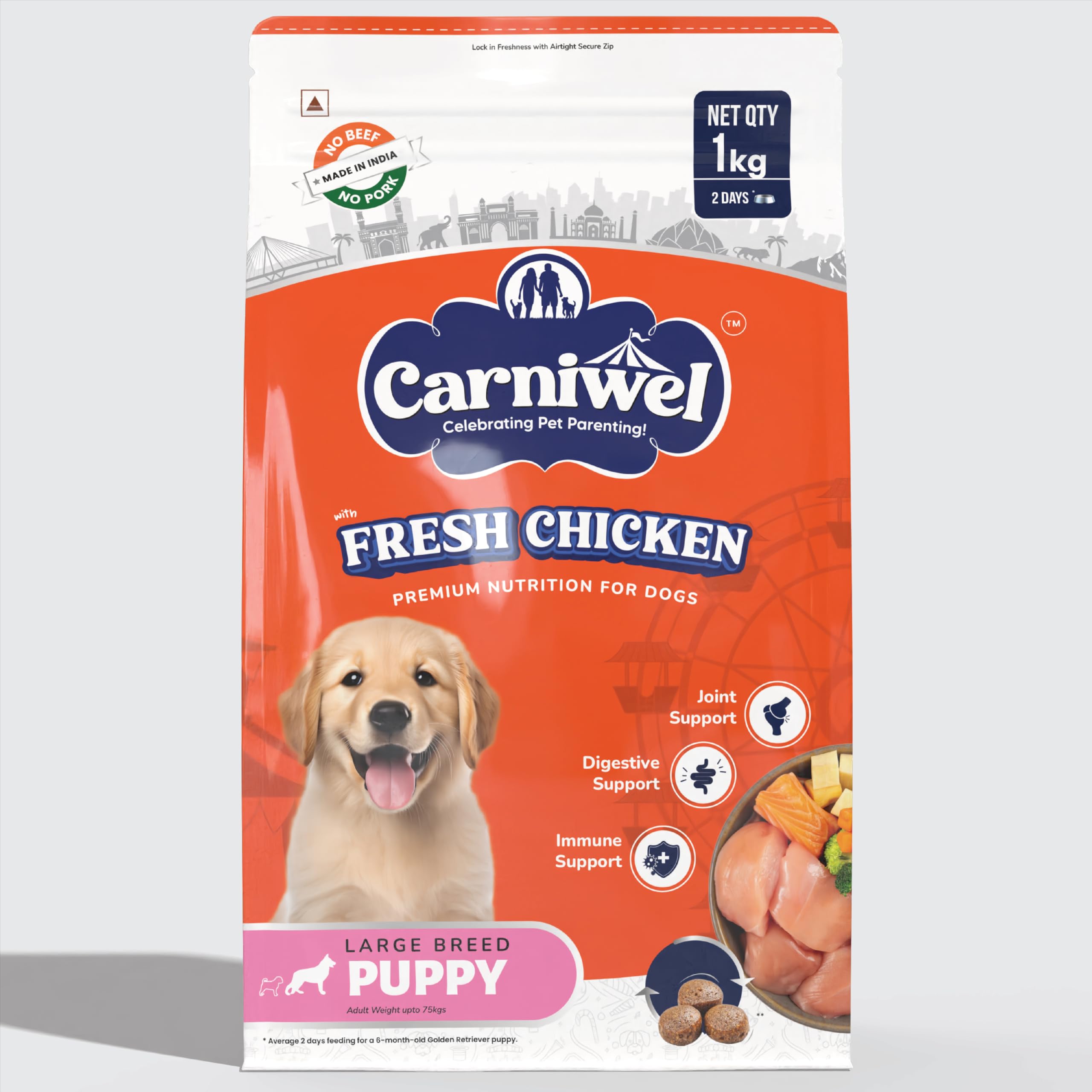 Sponsored Ad - Fresh Chicken Puppy Dry Dog Food 1kg | Natural Ingredients for Healthy Skin & Coat | Highly Palatable | Supports Brain & Muscle Development | Tailored, Premium Nutrition for Large Dogs