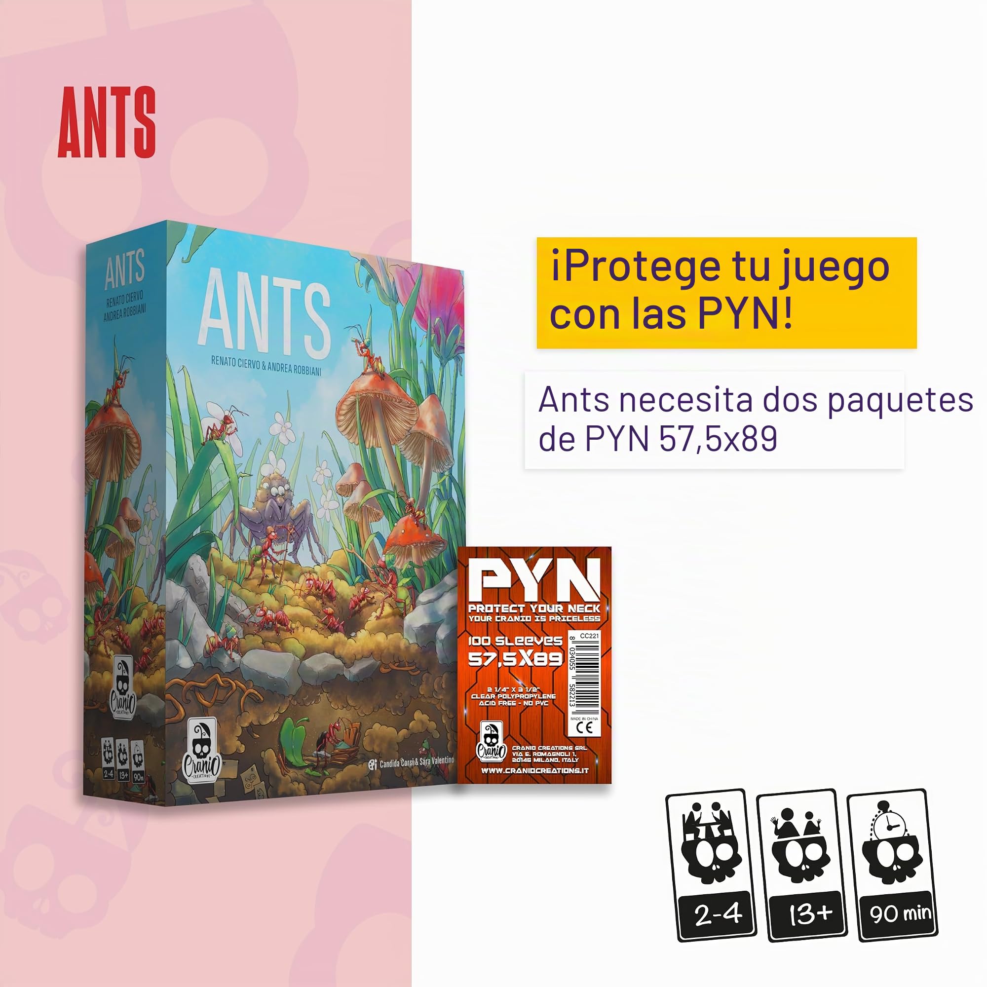 Cranio Creations - Ants - Hormigas para la Conquista del jardín - 2-4 Jugadores, 90 min - Juego para Expertos - A Partir de 13 años - Edición en Italiano
