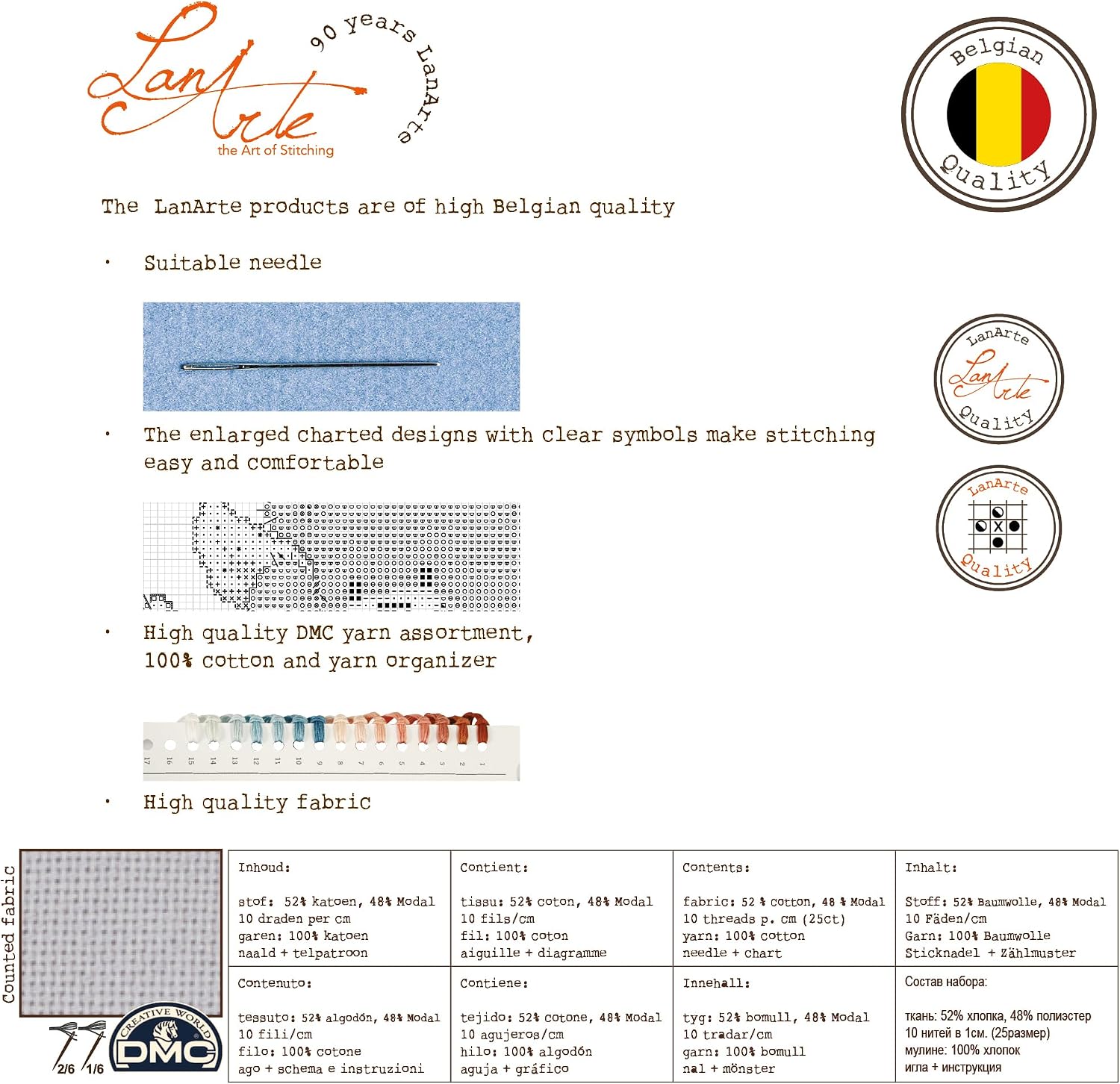 Lanarte Kit au Point compté Dahlias du Cacato