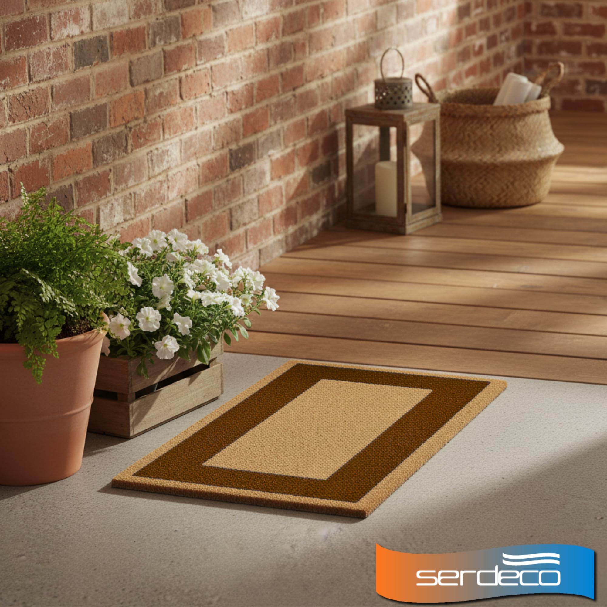 Zerbino in cocco naturale. Premium con bordo antiscivolo per interni ed esterni (70 x 120 cm, Brun)