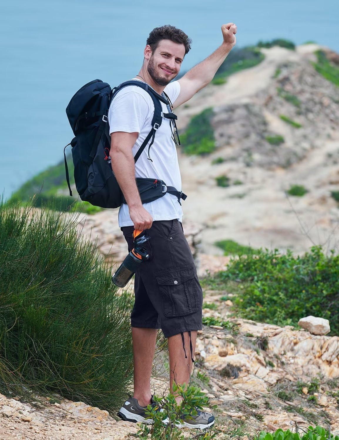 BEST SOUTH Men's Long Cargo Shorts Casual Below Knee 13 Inches Capri Shorts Relaxed Fit with Pockets Dark Grey 36 - Image 3