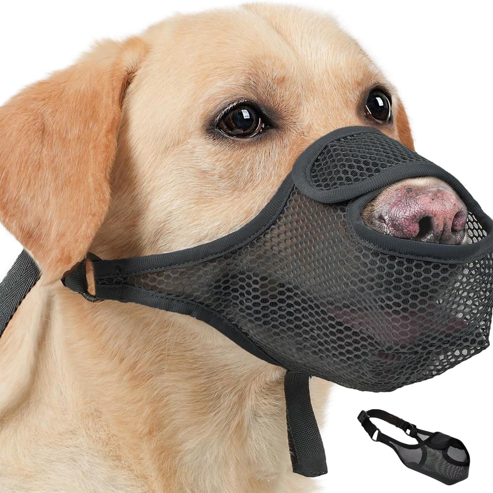 BSITSSS Dog Muzzle, Breathable Dog Muzzles Comfortable, Soft Muzzle for Large Dogs Poisoned Bait Protection Nylon Mesh Muzzle