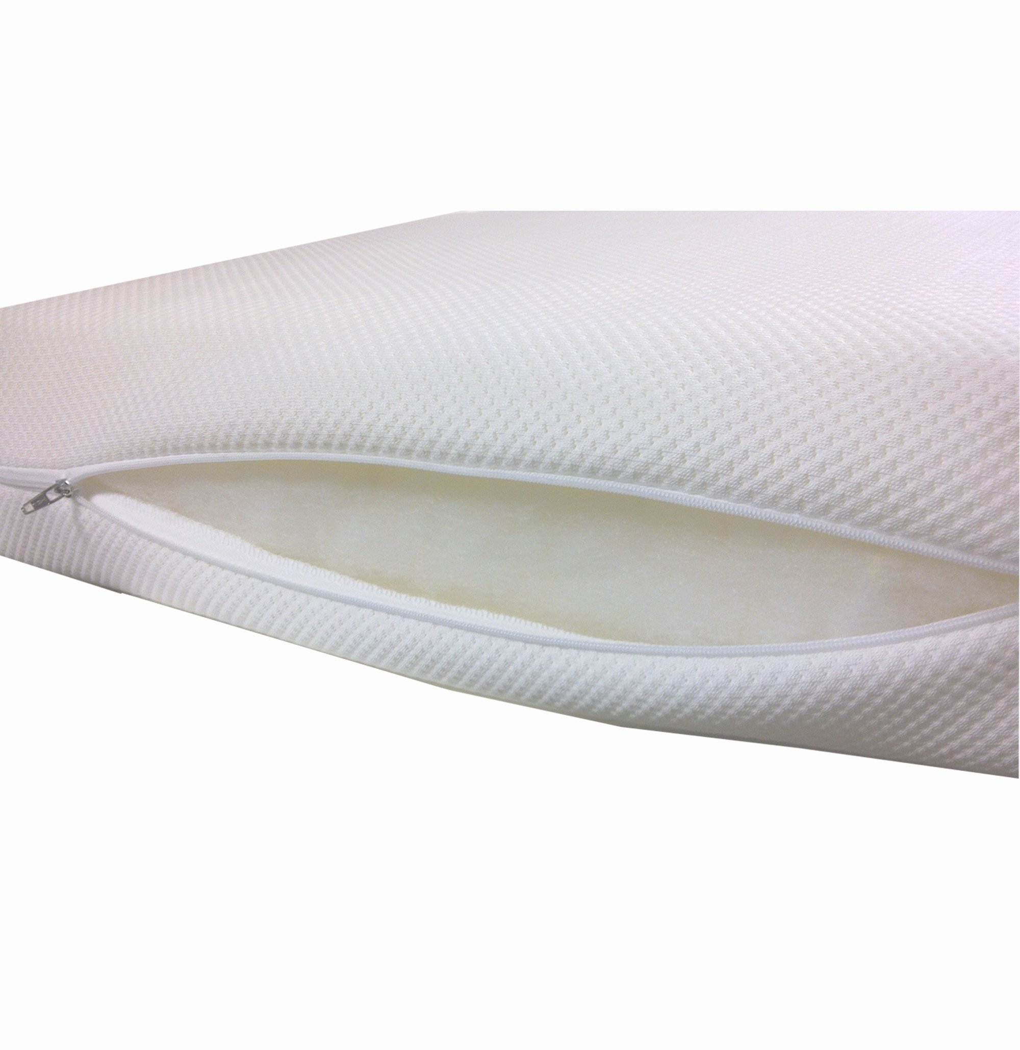 Dibapur ® Rollstuhl Visco Sitzkissen XXL mit Standard Bezug (Weiß) ca.45cm x 40cm x Viscoschaum (RG55) 5 cm + Kaltschaum (RG40) 5 cm Gesamt ca. 10,2 cm - Viscoelastische Antidekubitus Sitzkissen Sitzpolster für Rollstuhl Stuhl Auto LKW Bürostuhl Chefsesse