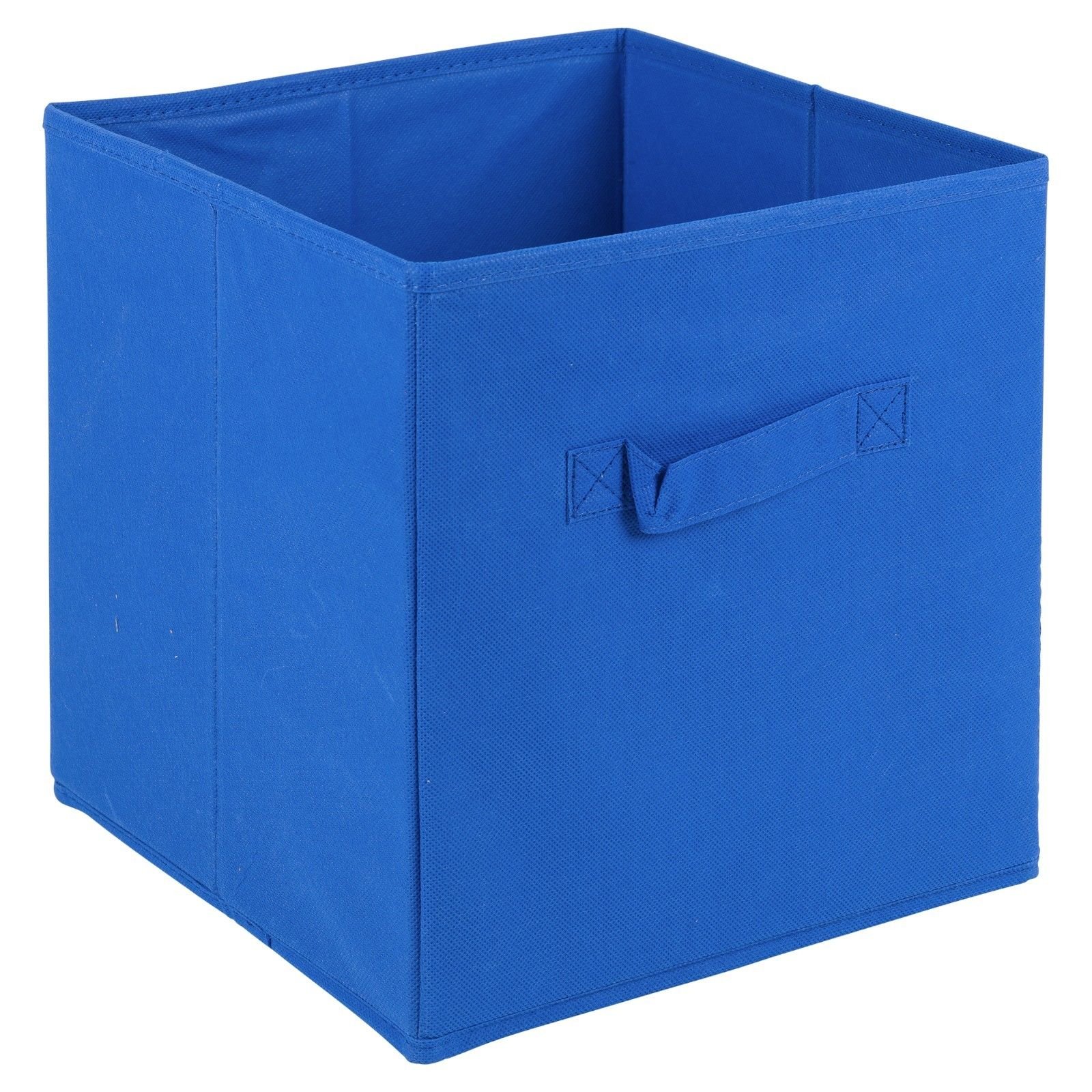 URBNLIVING Collapsible Storage Cube Drawer Box with Carry Handles (Dark Blue - Medium)