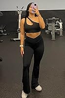 Vista 2 de Sunzel - Leggings acampanados para mujer, con control de abdomen, cintura cruzada y pierna ancha